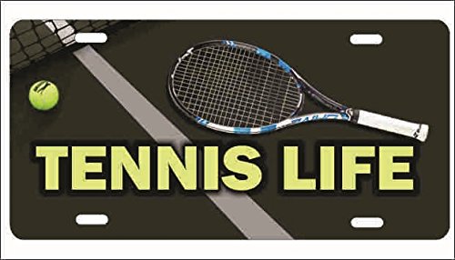 Novelty Tennis Life Front License Plate - 12 x 6 Inch Aluminum Car Tag for Sports Enthusiasts - Perfect for Cars, Trucks, Garages & Tennis Lovers' Collections