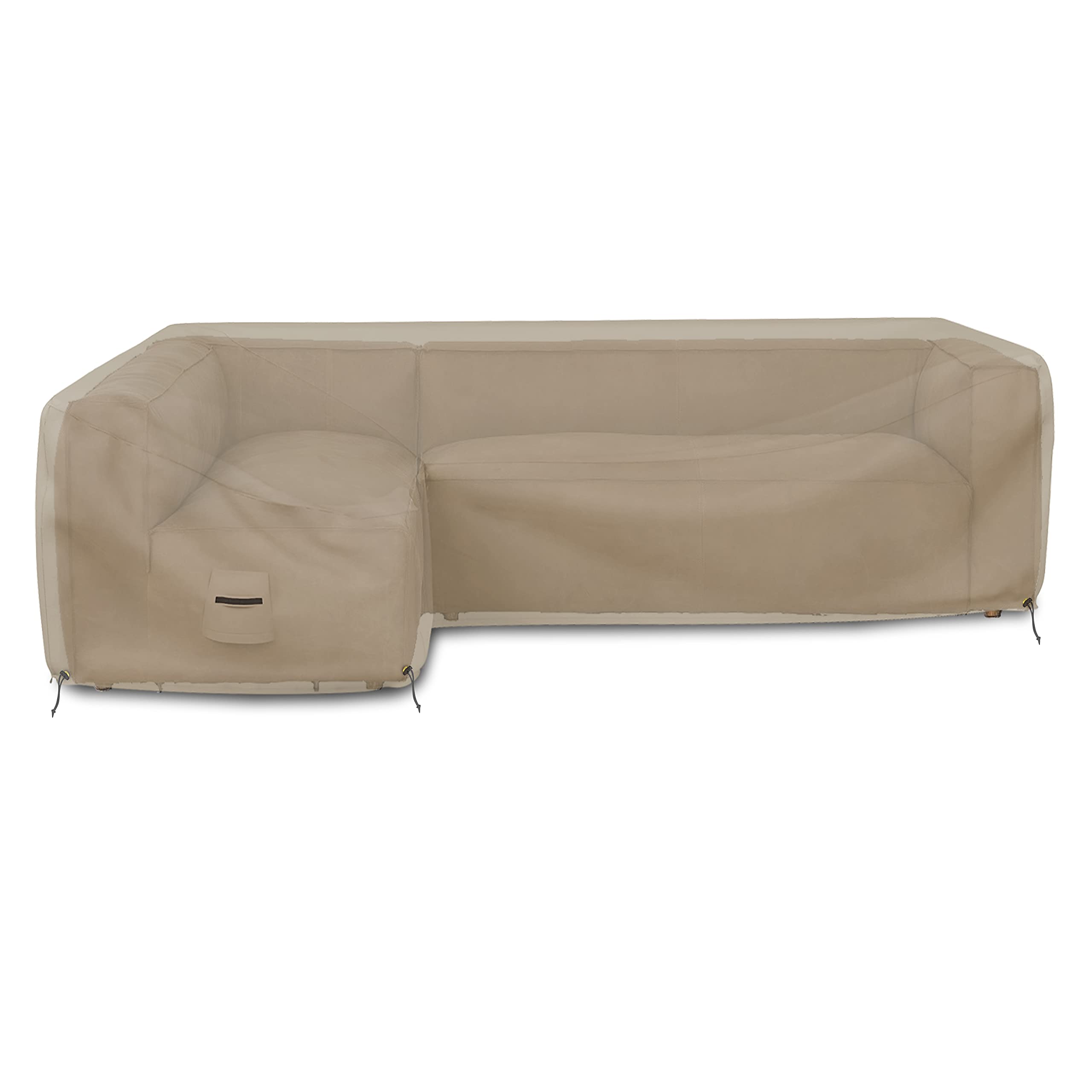 Premium L-Shaped Sectional Sofa Cover - 12 Oz Waterproof, Tear & UV Resistant Furniture Protector with Handles & Air Pockets (Left Side, 90