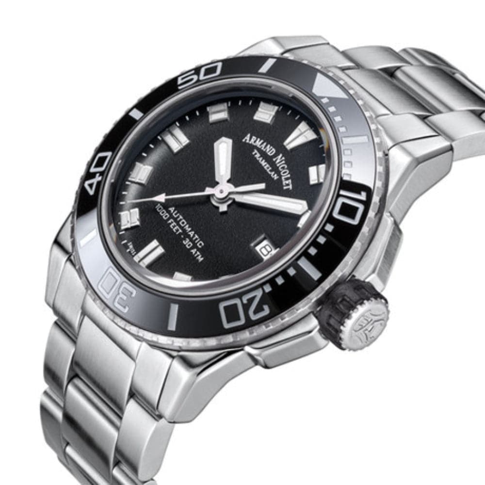 ARMAND NICOLET A480AGN NR MA4480AA Men's Luxury Automatic Watch with Black Silicone Strap - Perfect for Business, Formal Events & Everyday Wear