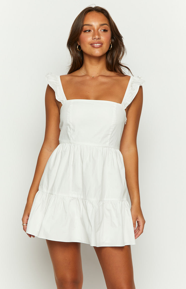 Adair White Mini Dress - Women's Short Sleeve Party Cocktail Dress for Summer, Night Out & Special Occasions | Flattering A-Line Fit, Comfortable & Stylish