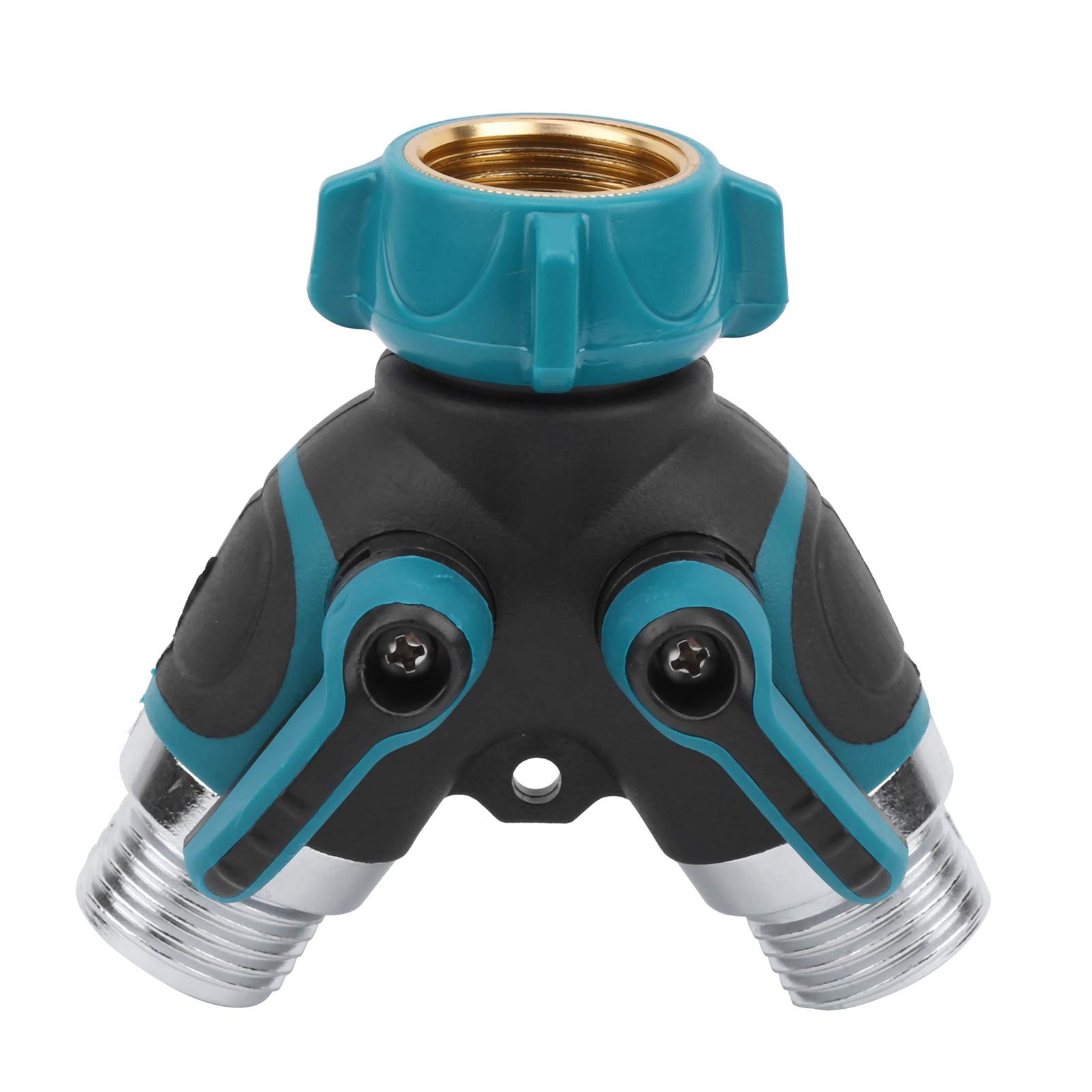 2 Way Garden Hose Splitter - Durable Water Faucet Connector with Anti-Bending Design & Comfortable Rubber Grip - Perfect for Lawn Irrigation, Car Washing, and Outdoor Watering Tasks