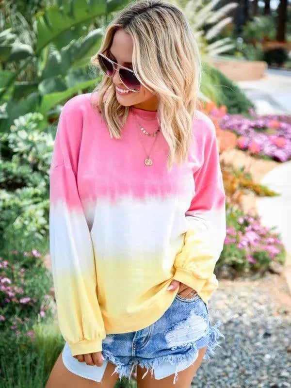 Tie Dye Gradient Print Women's Sweatshirt - Soft Casual Pullover for Women - Perfect for Yoga, Lounge Wear & Street Fashion