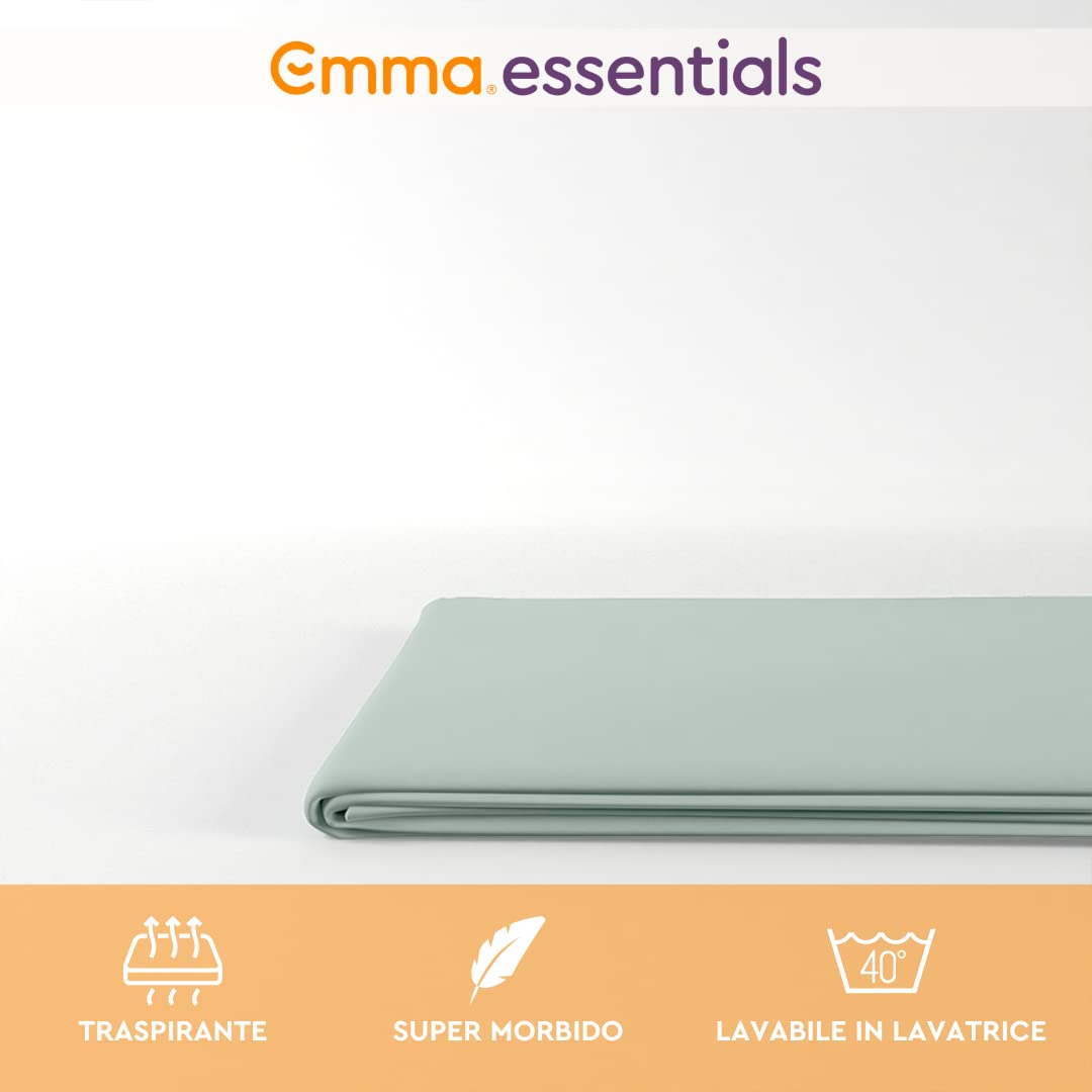 Emma Essentials Microfibre Fitted Sheet - Light Green 160x200cm - Ultra Soft Breathable Polyester Bedding - Fits Mattress Up to 30cm - Oeko-Tex Certified - Perfect for Guest Rooms, Dorms & Cozy Bedrooms