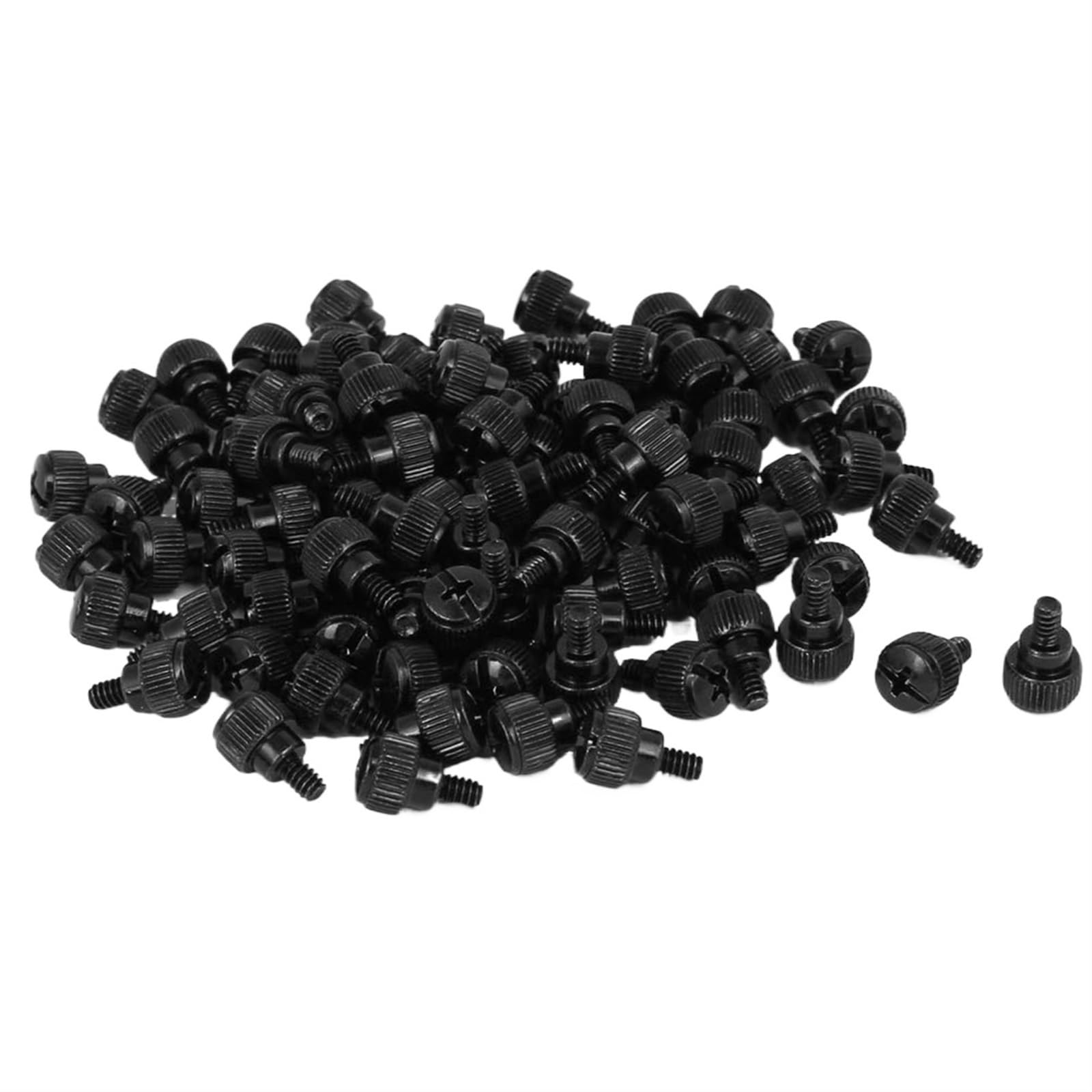 100pcs 6-32 Black Zinc Plated Knurled Phillips Head Thumb Screws for PC Computer Case - Perfect for PC Building, Hardware Repair & DIY Electronics Projects