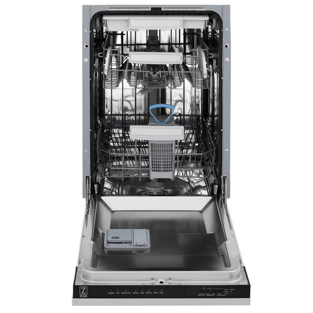 ZLINE 18 Inch Tallac Series 3rd Rack Top Control Dishwasher - Stainless Steel Tub & Panel, Ultra Quiet 51dBa (DWV 304 18) - Perfect for Modern Kitchens, Small Homes & Apartments