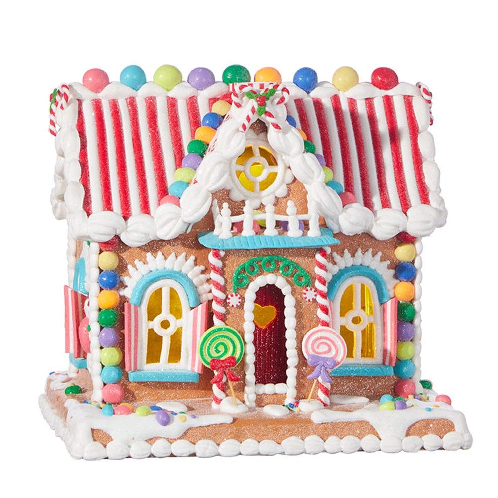 Raz Imports Kringle Candy Co. 11-Inch LED Lighted Gingerbread House Decor - Christmas Holiday Tabletop Decoration for Home, Party & Festive Decor