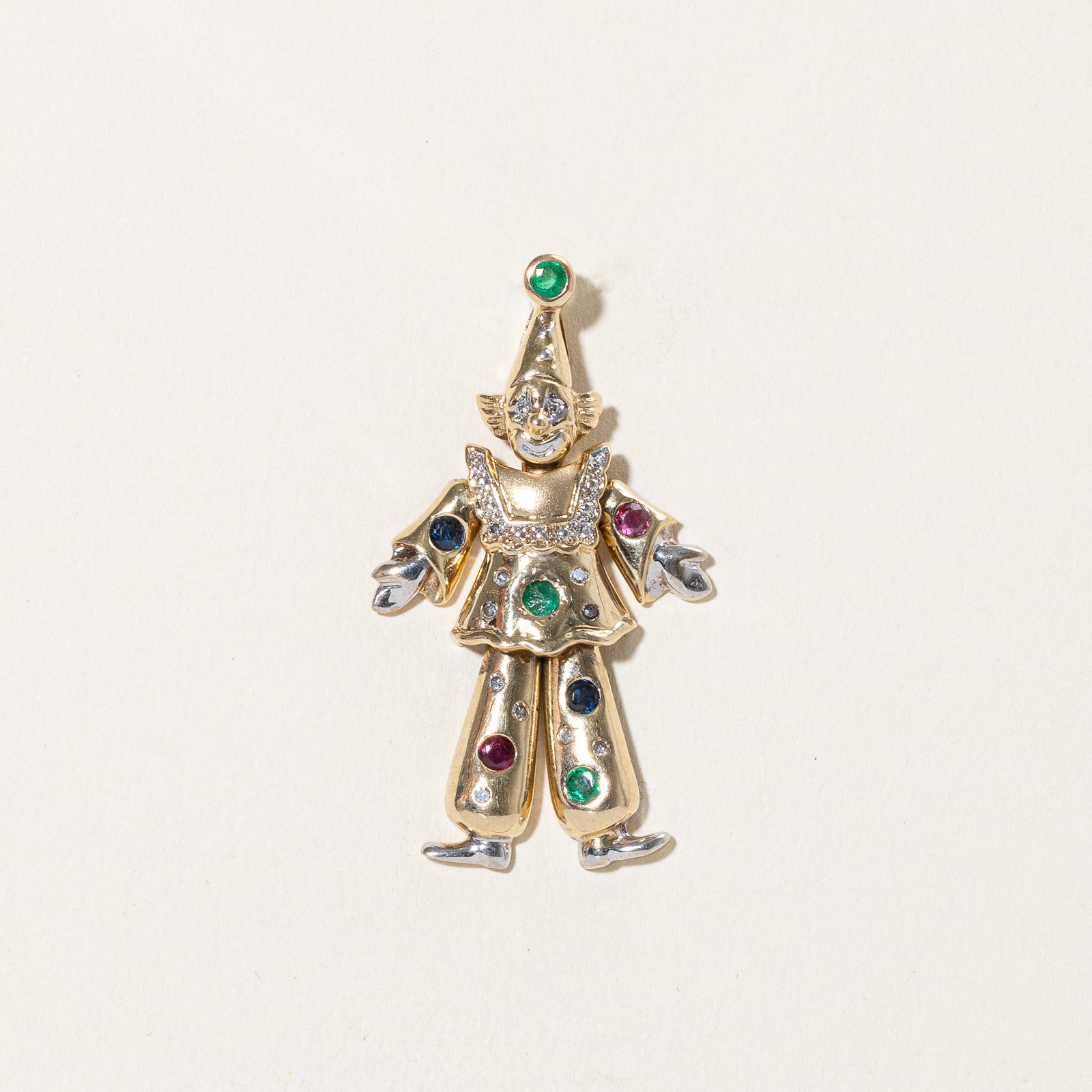 Multi Gemstone Clown Pendant Necklace - 0.40ctw & 0.09ctw Natural Gemstones - Elegant Jewelry Gift for Women - Perfect for Parties, Birthdays & Special Occasions