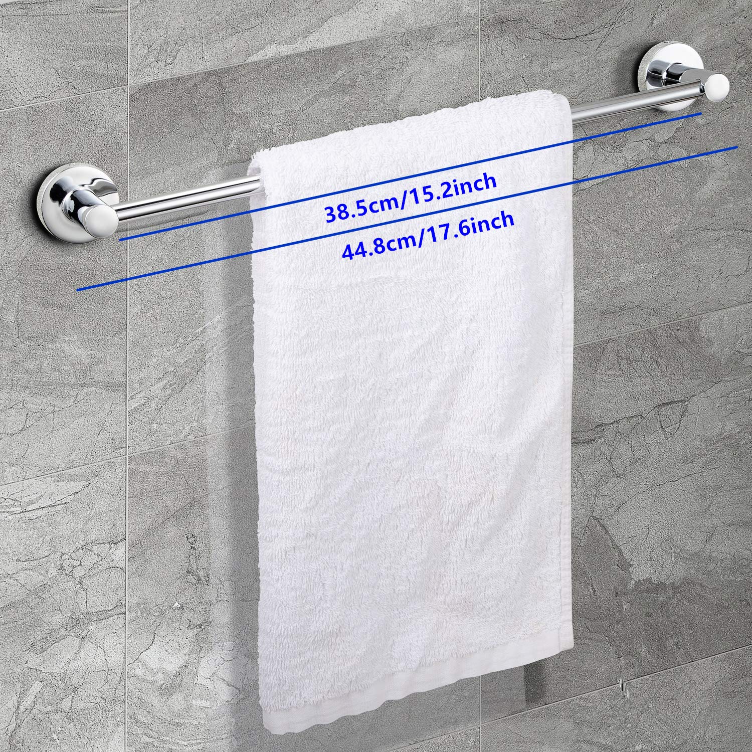 JiePai 18 Inch Chrome Stainless Steel Bath Towel Bar - Wall Mounted Bathroom Towel Rack & Kitchen Dish Cloth Hanger for Home, Hotel, Spa (Polished Chrome Finish)