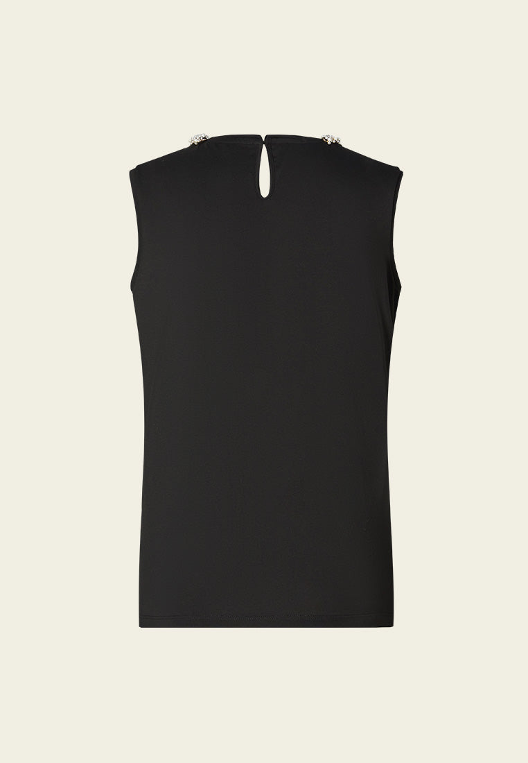 Embellished Chain Detail Sleeveless Women's Top - Fashionable Summer Blouse for Casual Outings & Night Out
