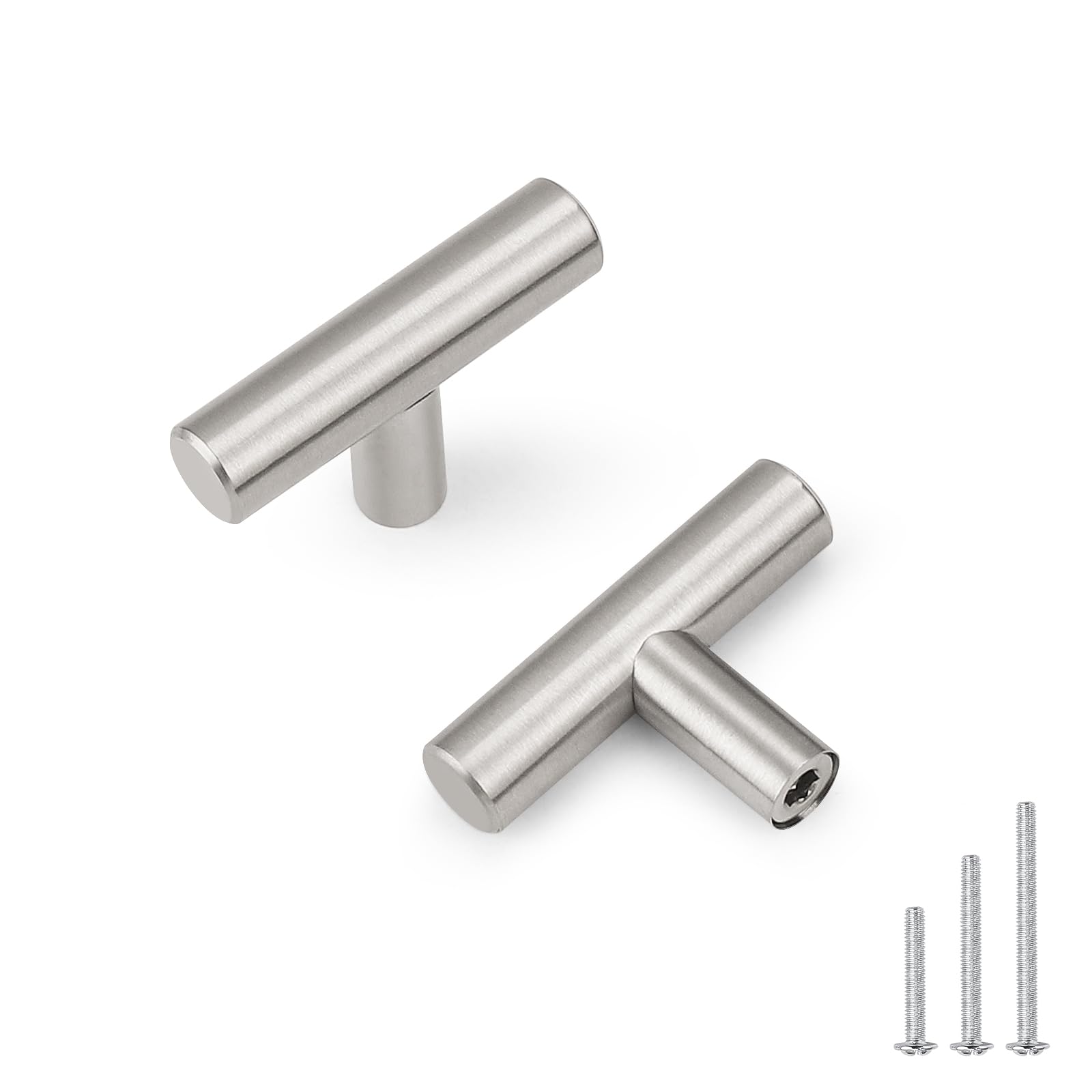 Brushed Nickel Cabinet Knobs 50 Pack - Stainless Steel for Kitchen & Dresser Drawers