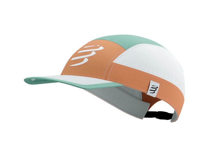 Compressport Unisex 5-Panel Lightweight Running Cap - Breathable & Moisture-Wicking for Men & Women | Perfect for Jogging, Cycling & Outdoor Sports (Papaya Punch/Crème De Menthe)
