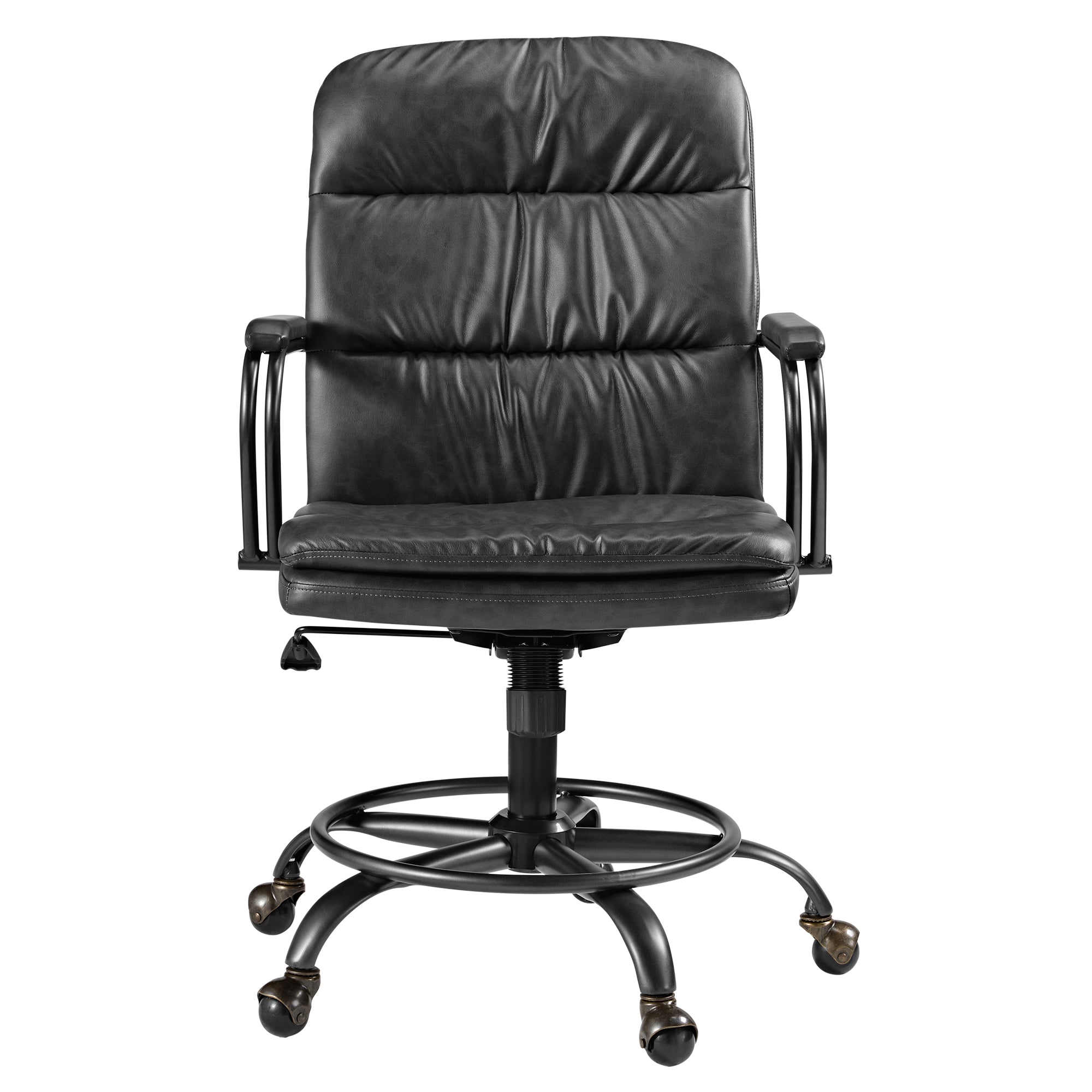 Premium PU Leather Home Office Chair - Ergonomic Executive Desk Chair with Adjustable Height & Lumbar Support for Comfortable Working & Studying