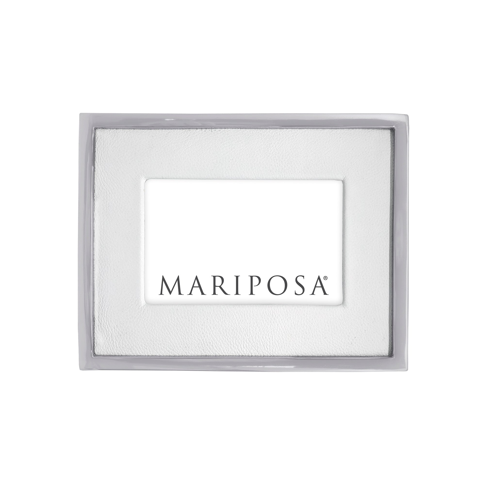 4x6 White Leather Picture Frame with Metal Border - Perfect for Home Decor, Office Display & Gift Giving