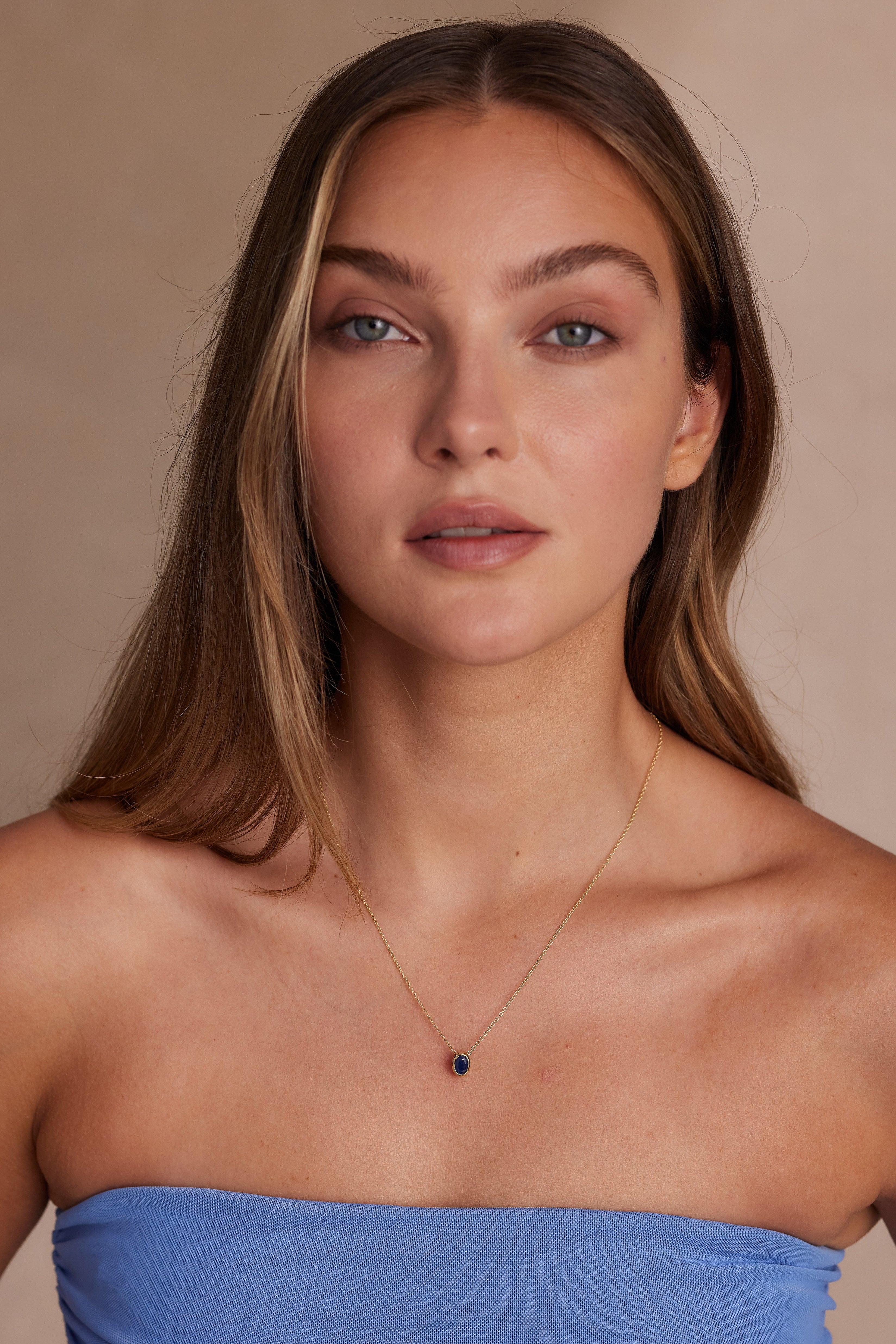 September Sapphire Gold Oval Birthstone Necklace - Elegant Jewelry Gift for Women, Birthday, Anniversary & Special Occasions
