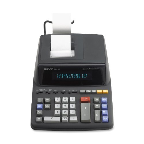 Sharp EL-2196BL Heavy Duty Color Printing Calculator with Clock & Calendar - Ideal for Office, Accounting, Retail & School Use
