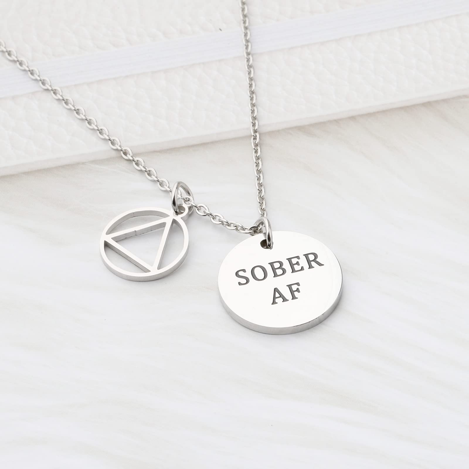 ENSIANTH Sobriety Gift Necklace - Sober AF AA NA Recovery Jewelry for Addiction Support & Celebrating Milestones - Perfect for Anniversaries, Meetings & Daily Motivation