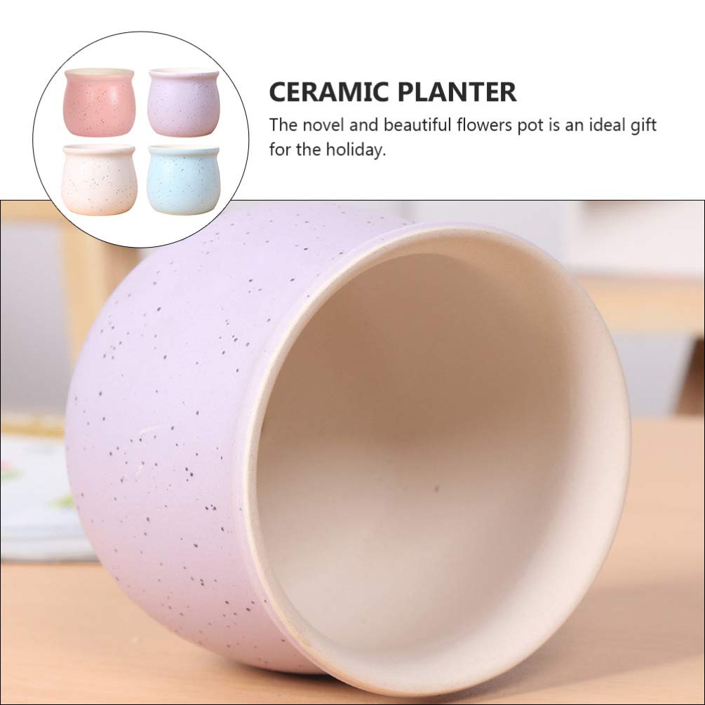 DOITOOL 4-Pack Ceramic Flower Pots - Small Succulent & Cactus Planters with Drainage Holes, Decorative Home & Garden Plant Containers for Indoor/Outdoor Plants, Perfect for Windowsill, Tabletop, and Office Decor