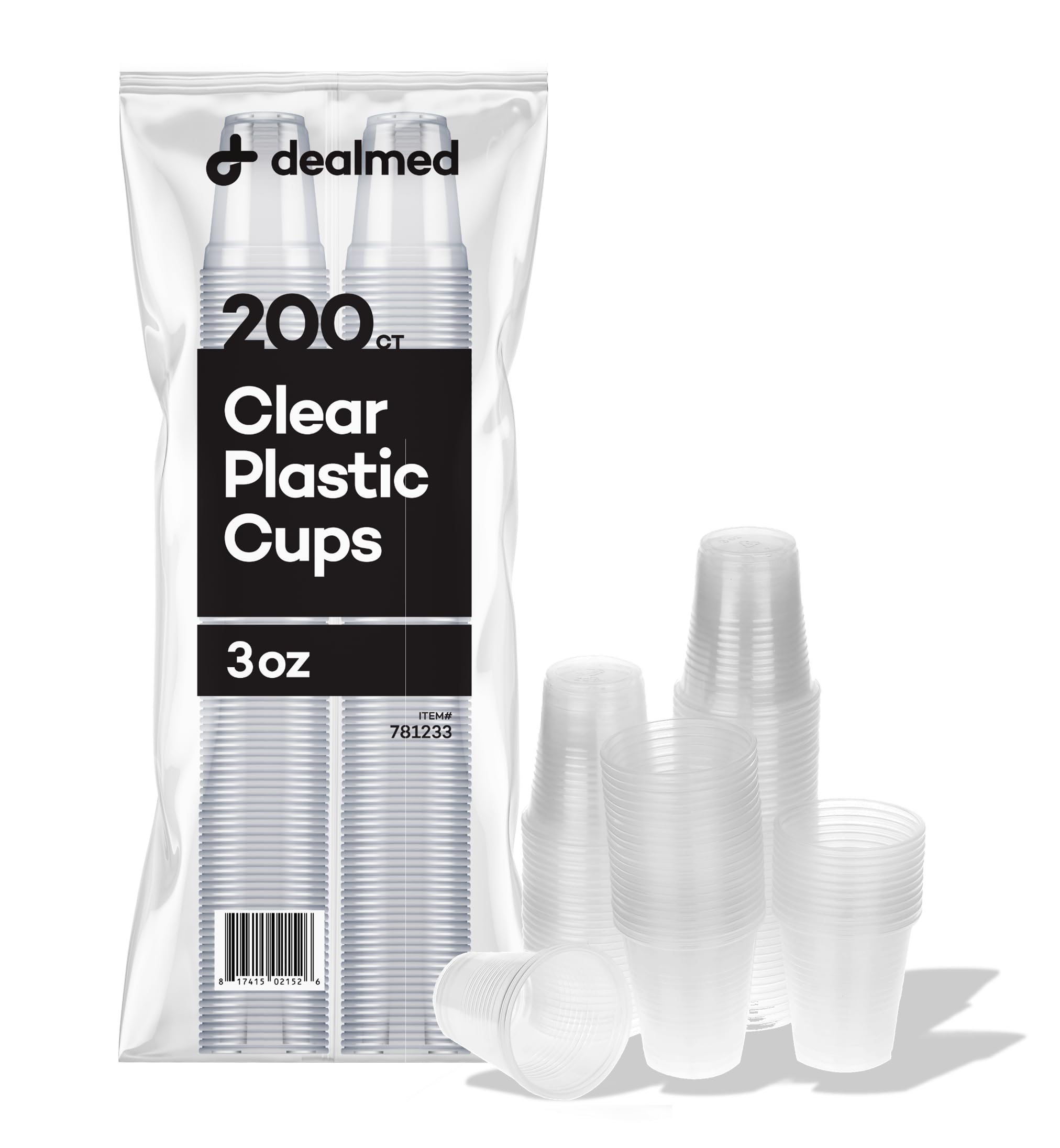 Dealmed 3 oz. Disposable Plastic Cups - 100% Recyclable Small Cups for Medical, School & Home Use (200 Pack) | Perfect for Doctor Offices, Hospitals, Parties & Daily Hydration