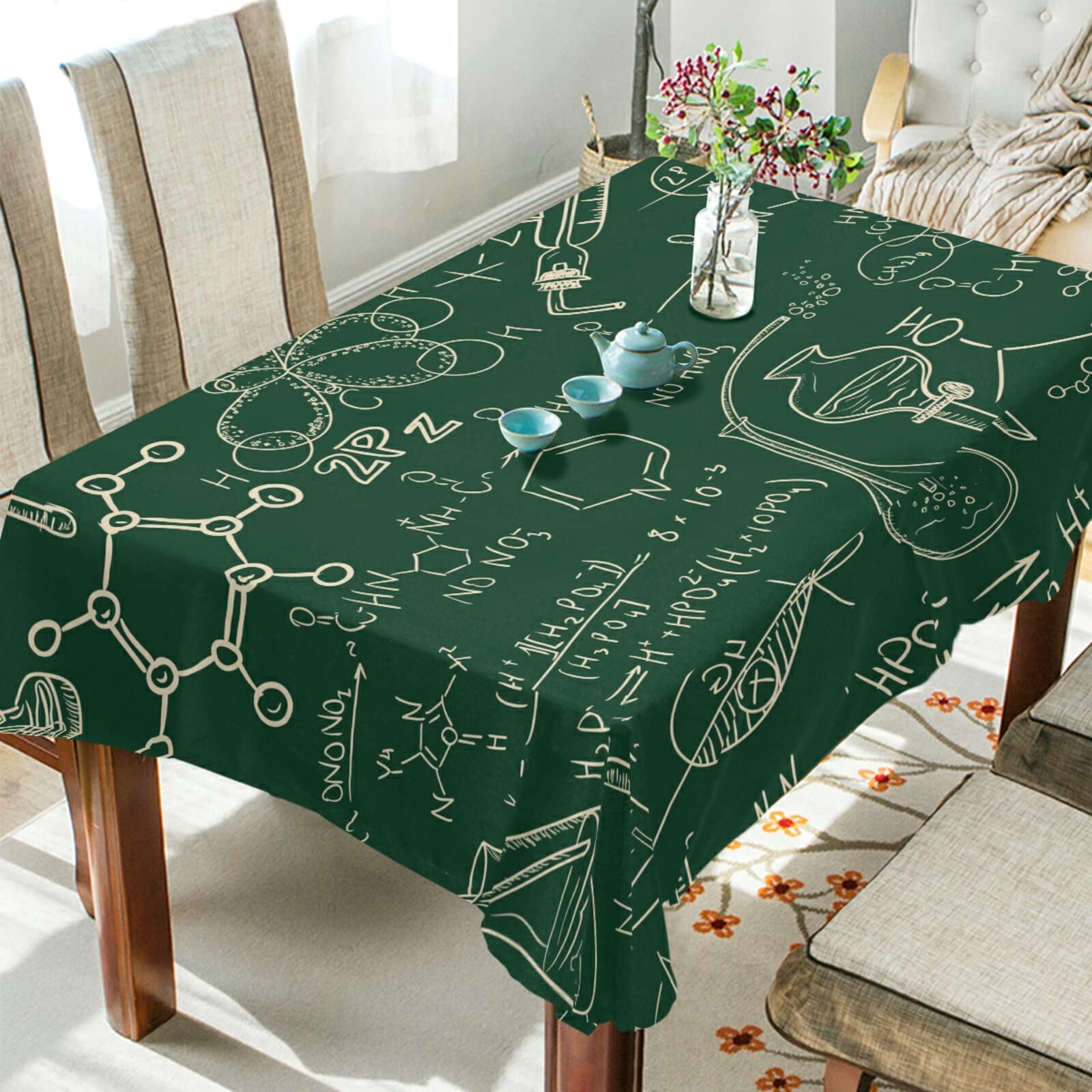 ALAZA 54 x 54 Inch Washable Science Chemistry Laboratory Print Tablecloth - Durable Table Cover for Dining Tables, Camping, Buffet Parties & Themed Decor