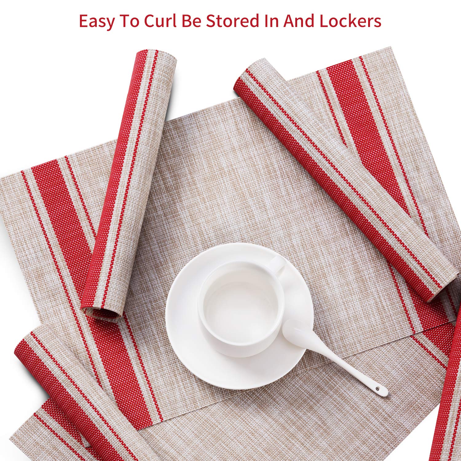 Premium SENDAY Placemats Set of 8 - Heat & Stain Resistant, Non-Slip PVC Table Mats for Kitchen & Dining - Washable Durable Woven Vinyl Placemats for Everyday Use, Dinner Parties & Holiday Gatherings