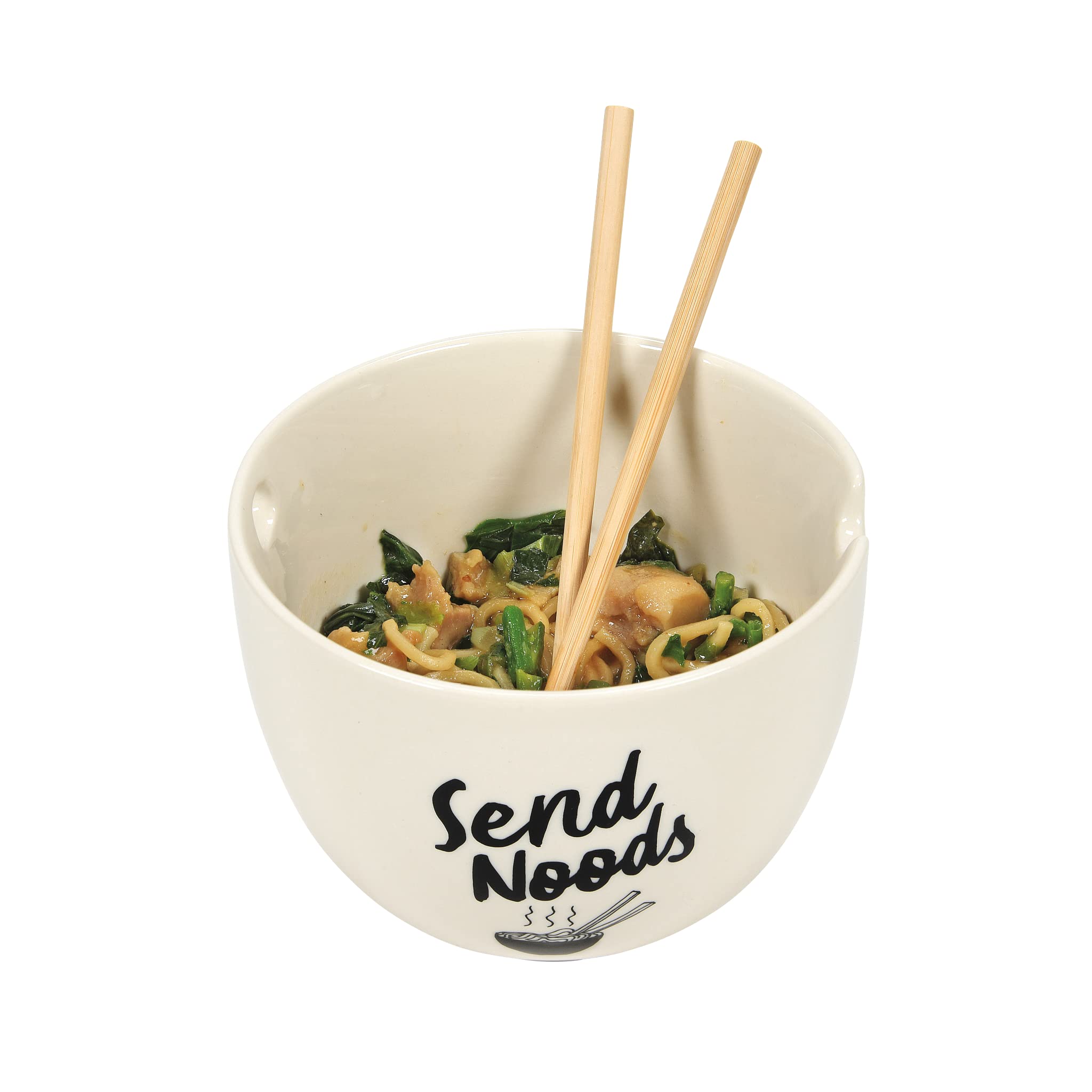Enesco Our Name is Mud Ramen Bowl and Chopsticks Set - 3.875 Inch White Ceramic Soup Noodle Bowl - Perfect for Asian Cuisine, Home Dining & Gift Giving