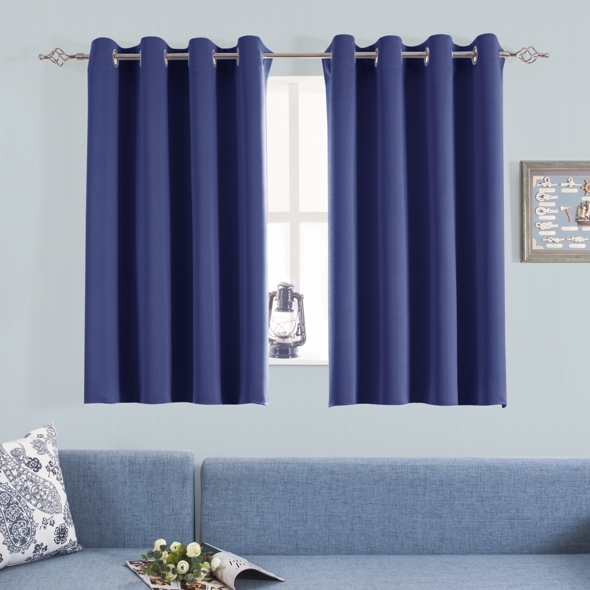Blackout Curtains Set - 52x63 Inch Thermal Insulated Drapes with Grommets for Bedroom Windows (2 Panels, Navy Blue) - Perfect for Light Blocking, Noise Reduction & Energy Efficiency in Home, Office & Nursery