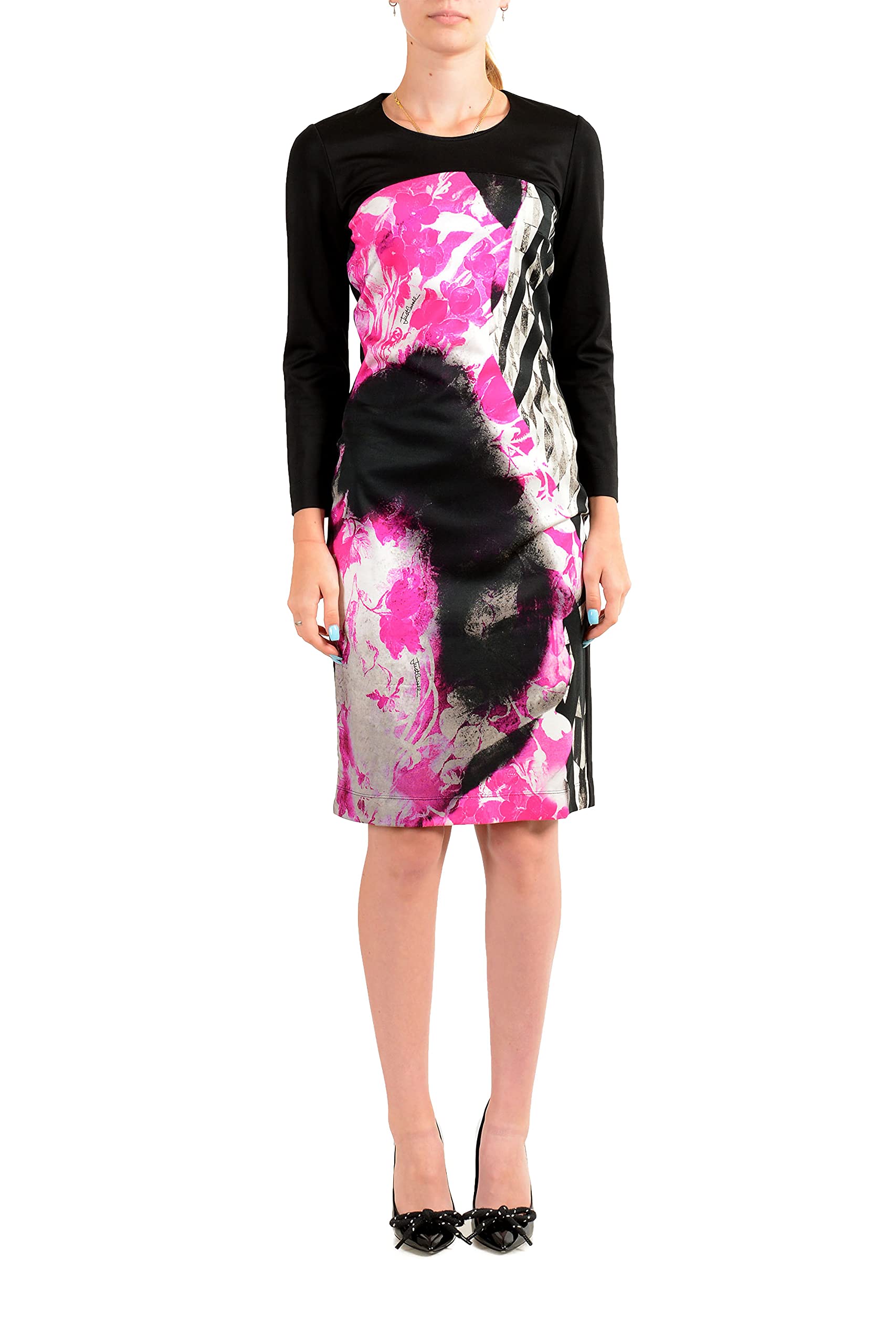 Just Cavalli Women's Long Sleeve Printed Dress - Elegant Floral Pattern Party & Cocktail Wear for Women