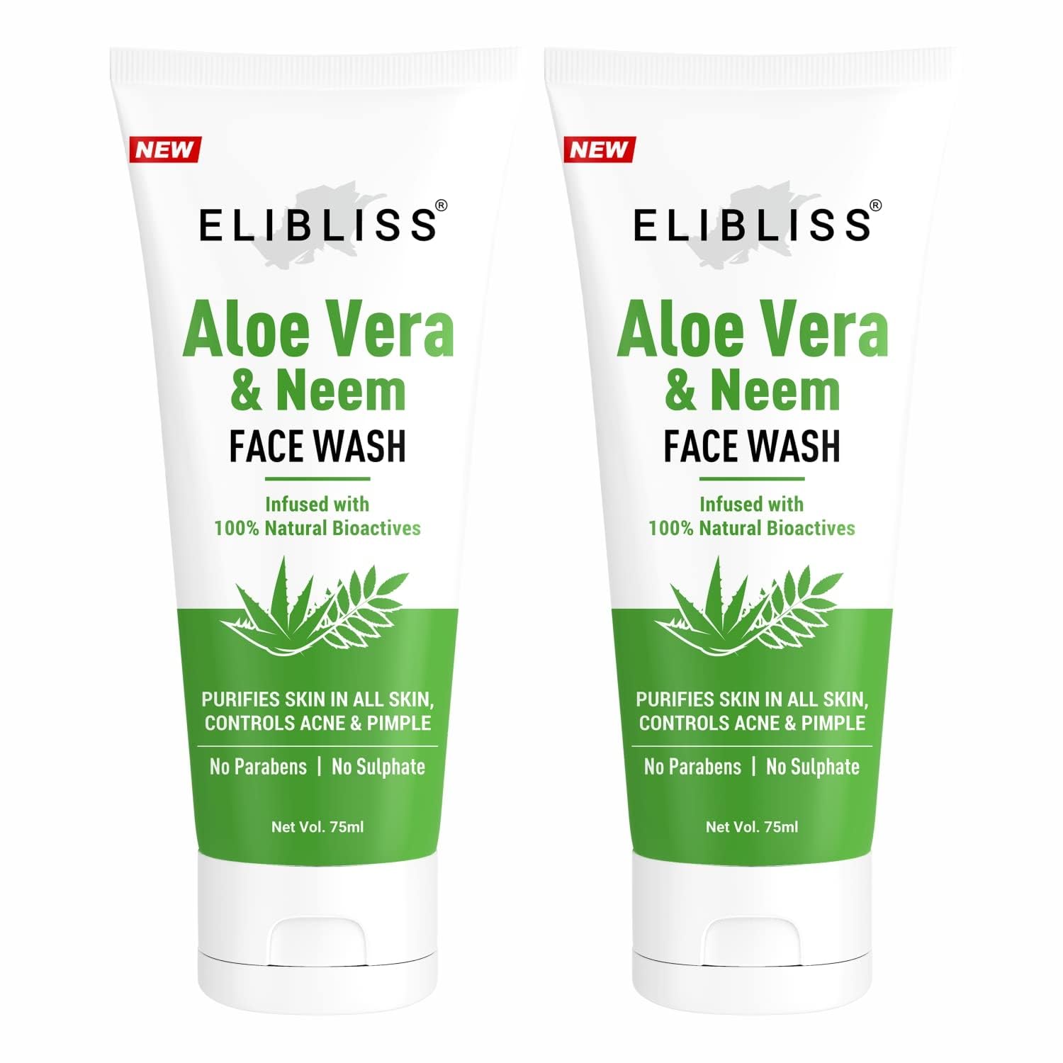 Aloe Vera & Neem Refreshing Gel Face Wash for Glowing Skin - Gentle Daily Exfoliating Facial Cleanser (2-Pack) | Perfect for Morning & Night Skincare Routine