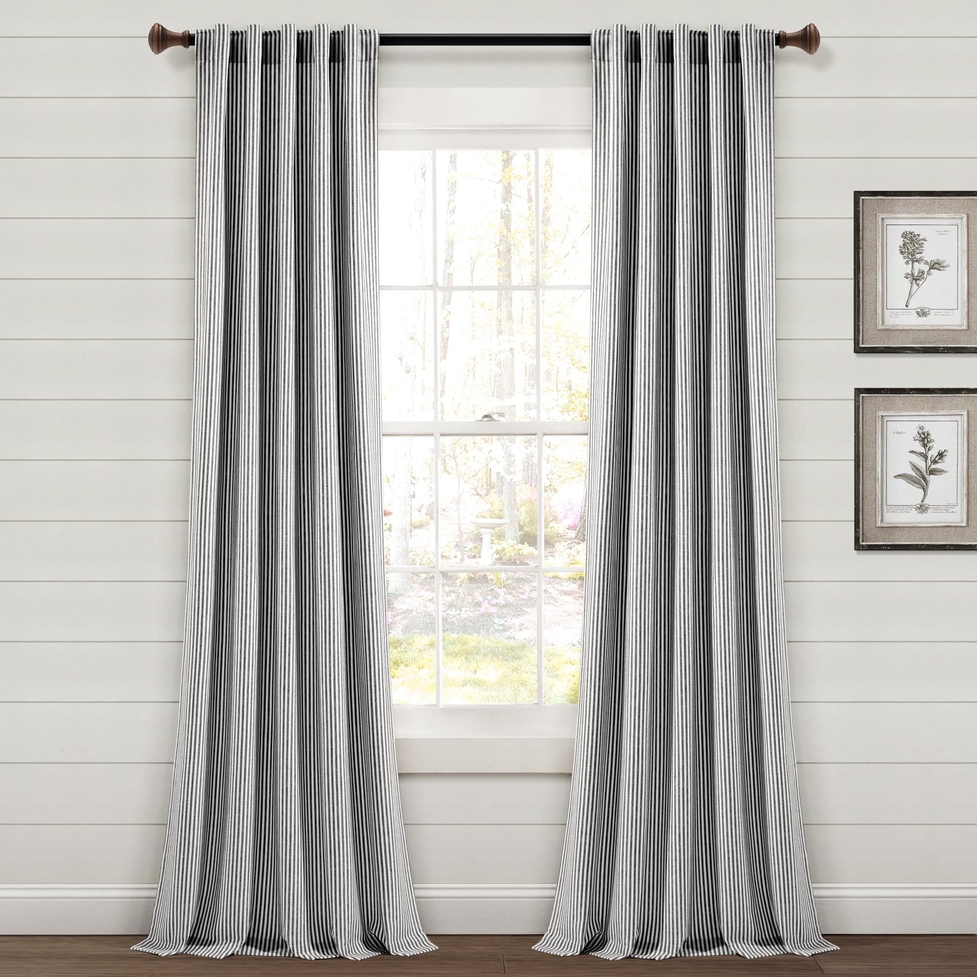 Vintage Farmhouse Striped Window Curtains - 100% Recycled Cotton Blend Drapes for Living Room, Bedroom & Kitchen - Blackout Thermal Insulated Panels (Set of 2) - Perfect for Rustic Home Decor & Light Control