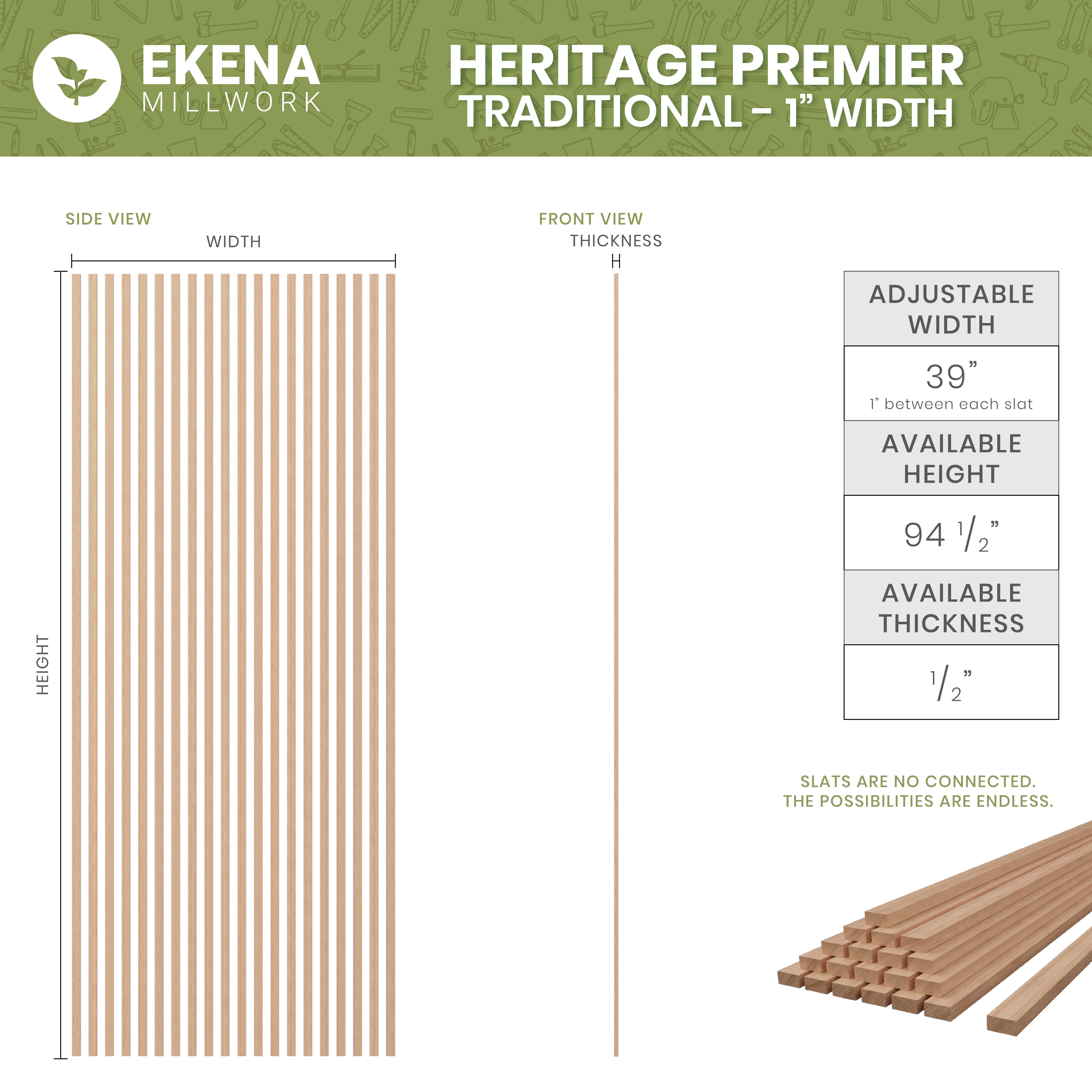 Premium Stain-Grade Hardwood Slats - Traditional Solid Wood Slats for DIY Furniture, Bed Frames & Home Decor Projects - Perfect for Rustic, Farmhouse & Modern Interior Design Styles