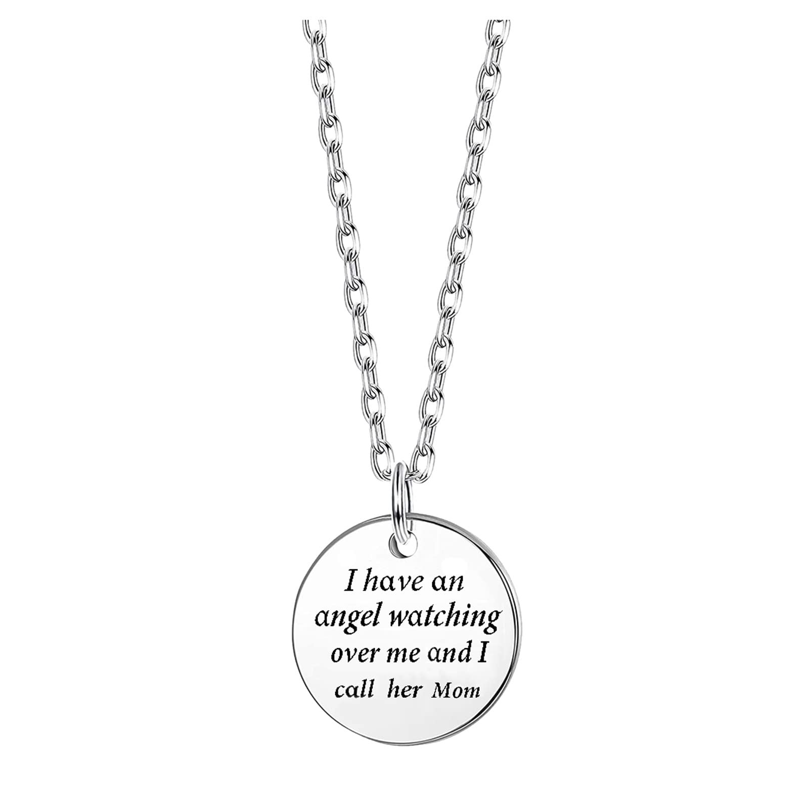 Personalized Initial Necklace - 'I Have an Angel Watching Over Me' Round Pendant for Women, Teens & Kids | Dainty Letter Necklace for Men & Women | Gift for Birthday, Anniversary & Memorial | Perfect for Everyday Wear & Special Occasions