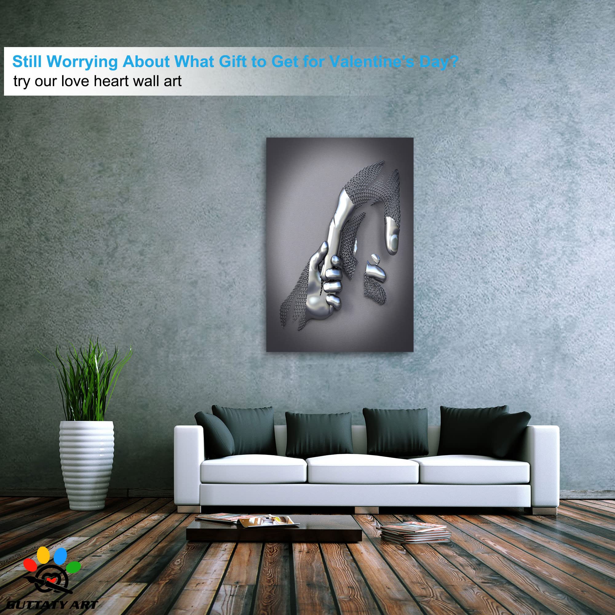 3D Metal Effect Canvas Wall Art - Modern Silver Framed Wall Decor for Living Room & Bedroom - Mother's Day Gift for Mom - 32x48 Inches - Perfect for Home, Office & Nursery Décor