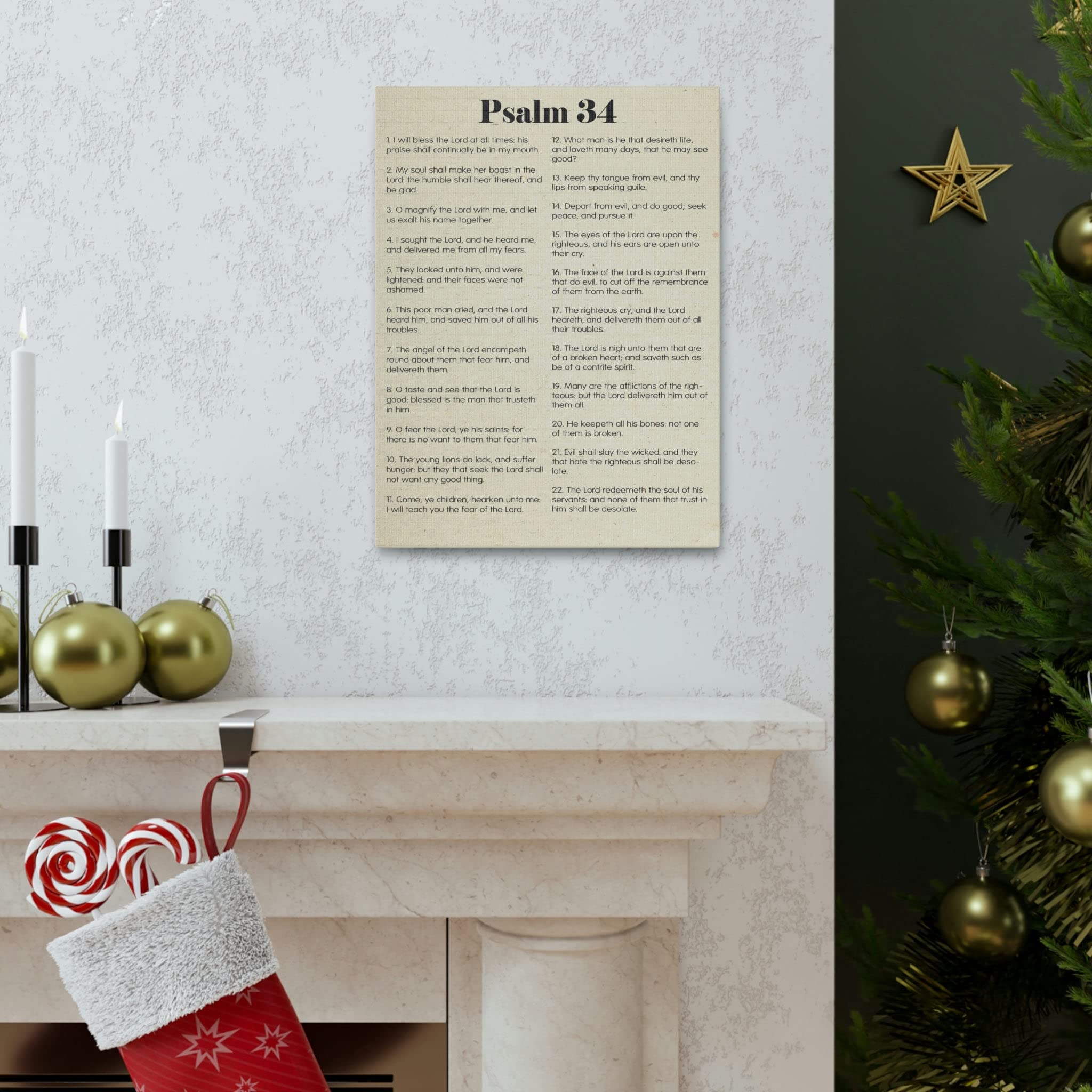 Christian Bible Verse Canvas Art - Psalm 34 Brokenness to Wholeness Scripture Wall Decor - Inspirational Religious Gift for Home, Church & Office