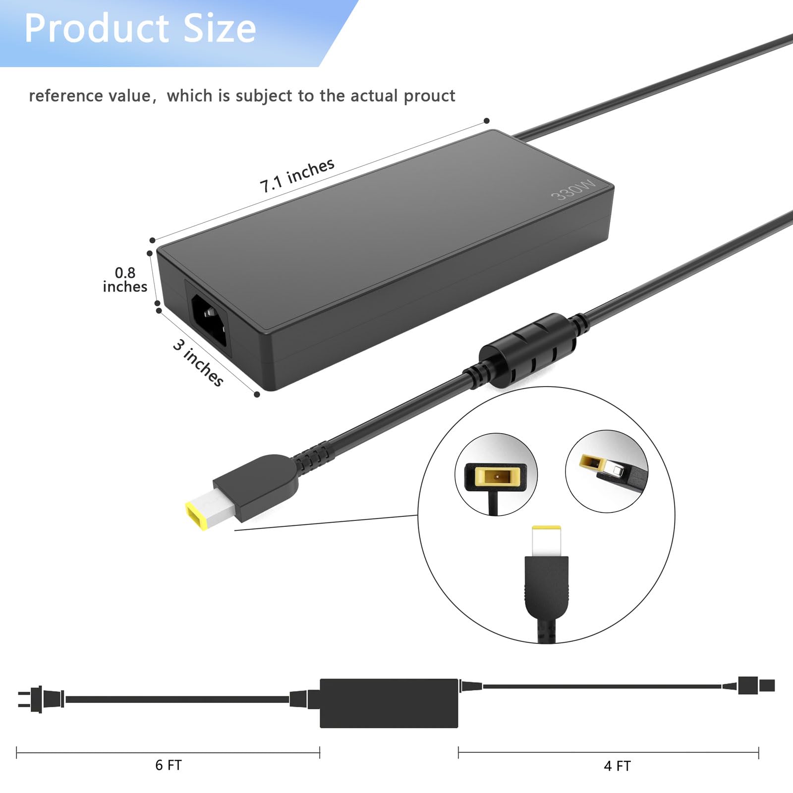 330W 20V 16.5A AC Power Adapter Charger for Lenovo Legion Pro 9/7/7i/5i/5/16IRX8 Gaming Laptop with RTX 4070/4080/4090 - Fast Charging, Replacement Power Supply for Gaming, Work & Travel