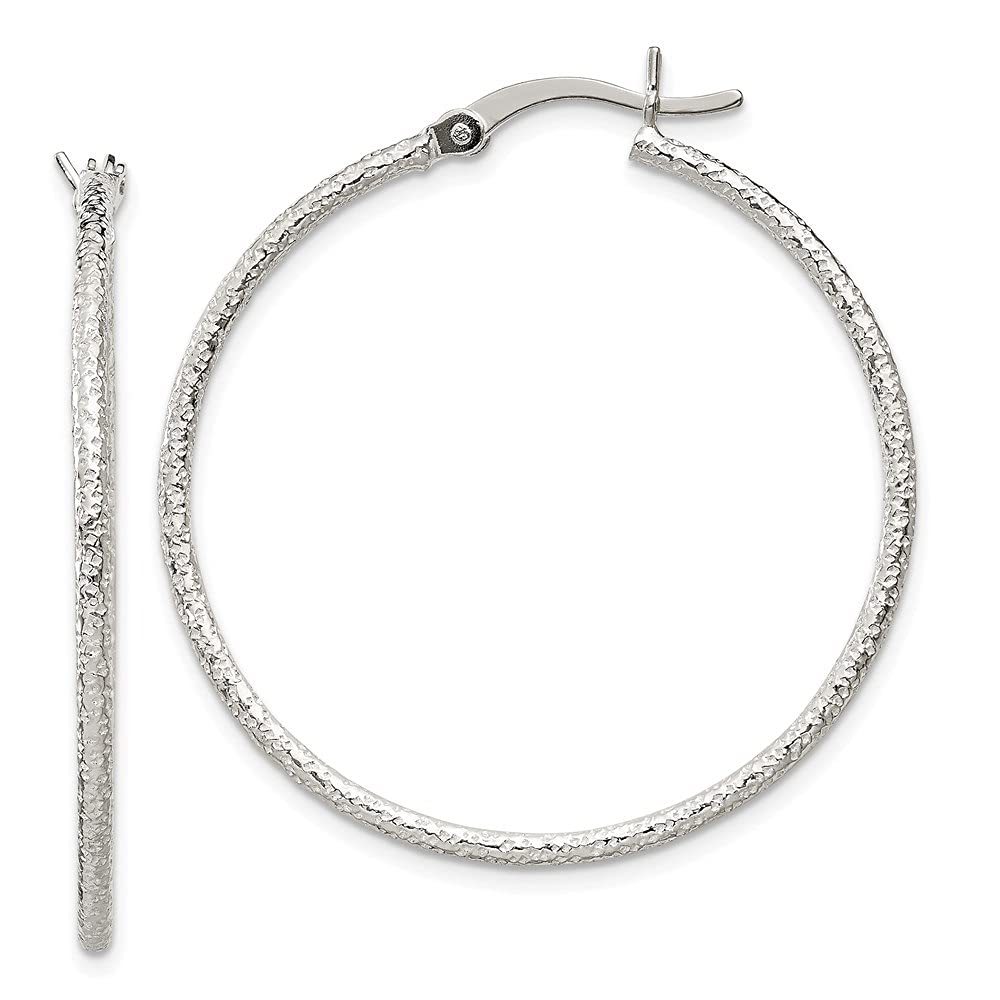 Diamond2Deal 925 Sterling Silver Hoop Earrings for Women - 39mm Large Round Hypoallergenic Fine Jewelry - Perfect for Parties, Weddings & Everyday Wear