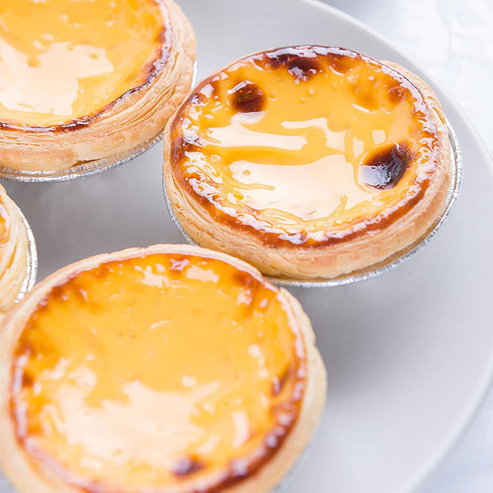 250 Pcs Disposable Aluminum Foil Tart Pans - Round Baking Cups for Egg Tarts, Pies, Cupcakes & Muffins - Oven & Air Fryer Safe - Perfect for Home Baking, Party Desserts & Holiday Cooking