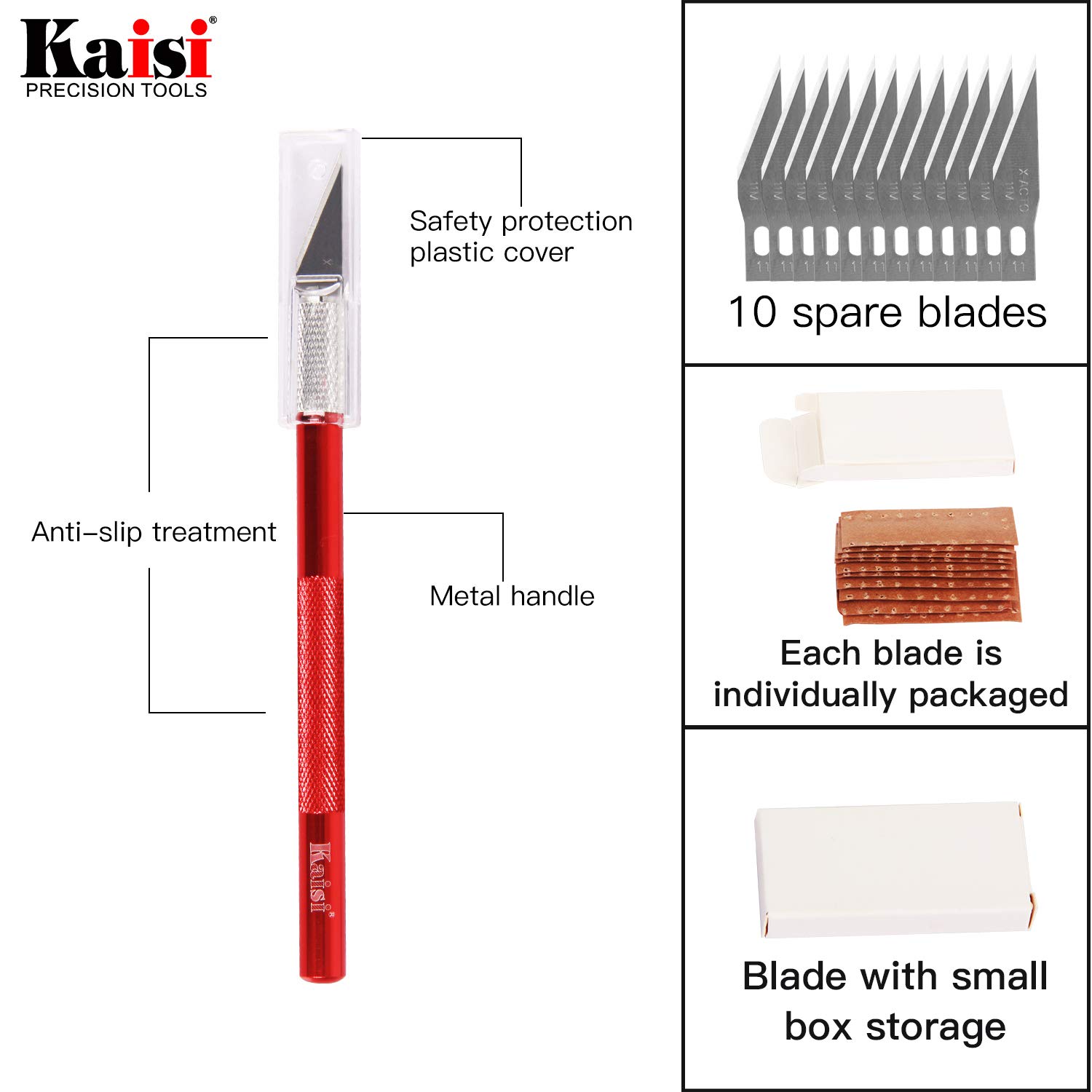 Kaisi 10-Piece ESD Anti-Static Stainless Steel Precision Tweezers Set - Curved & Straight Tweezers for Jewelry Making, Electronics Repair, Lab Work & DIY Crafts | Perfect for Watch Repair, PCB Assembly & Model Building