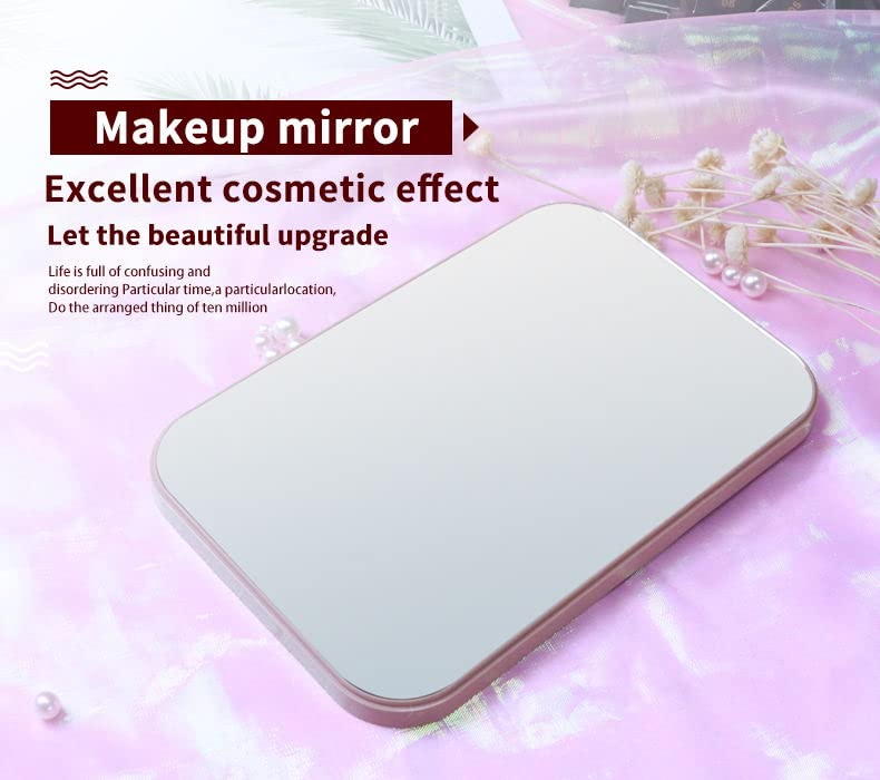 Foldable Portable Makeup Mirror with LED Lights - Square Vanity Mirror for Women, Travel & Home Use, Pink Cosmetic Mirror for Makeup, Skincare & Hair Styling (Perfect for Bedroom, Bathroom & Travel)