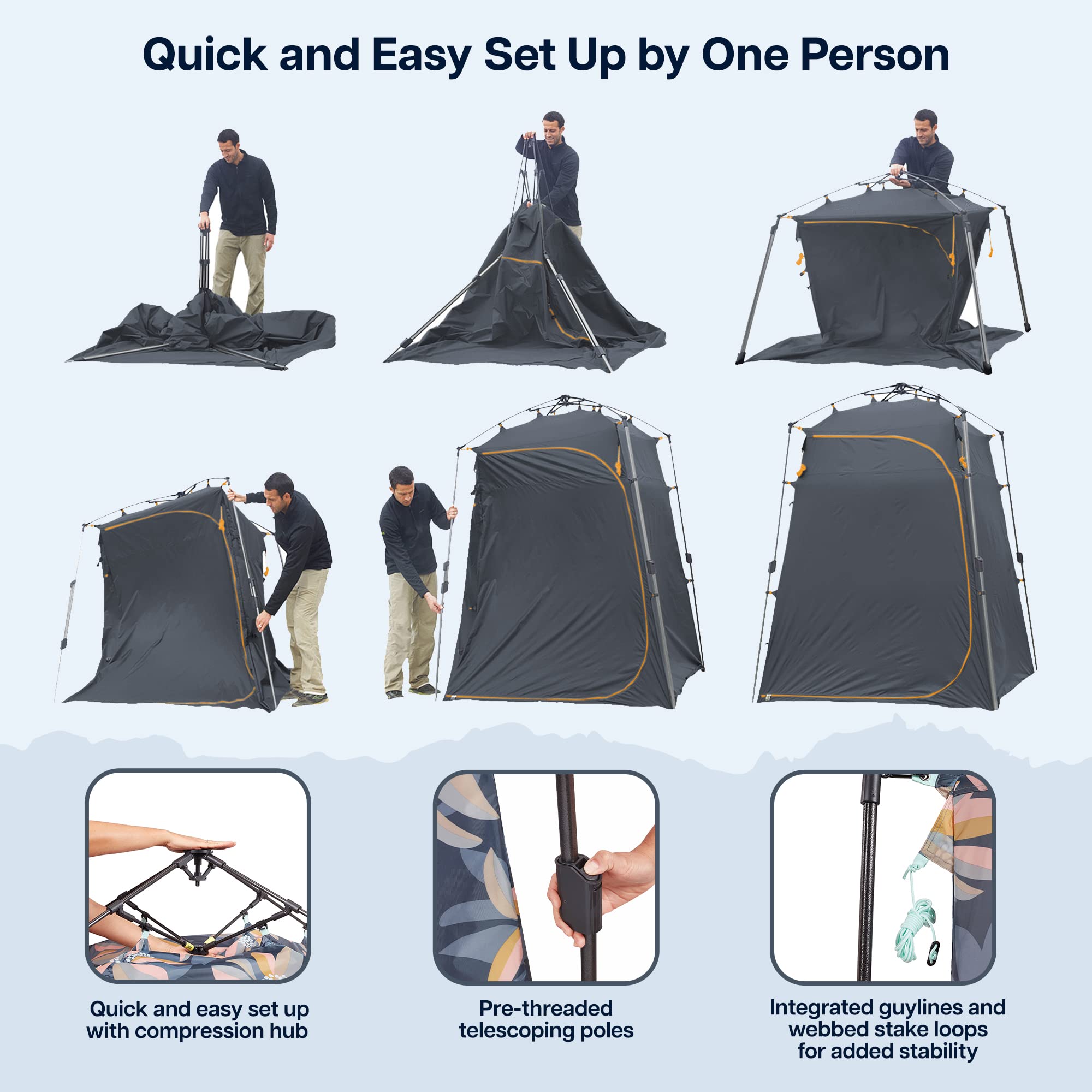 Lightspeed Outdoors 3-in-1 Pop Up Privacy Tent - Portable Changing Room, Outdoor Shower & Camp Bathroom for Camping, Beach, Pool & Outdoor Adventures | Instant Setup Shelter for Privacy & Convenience