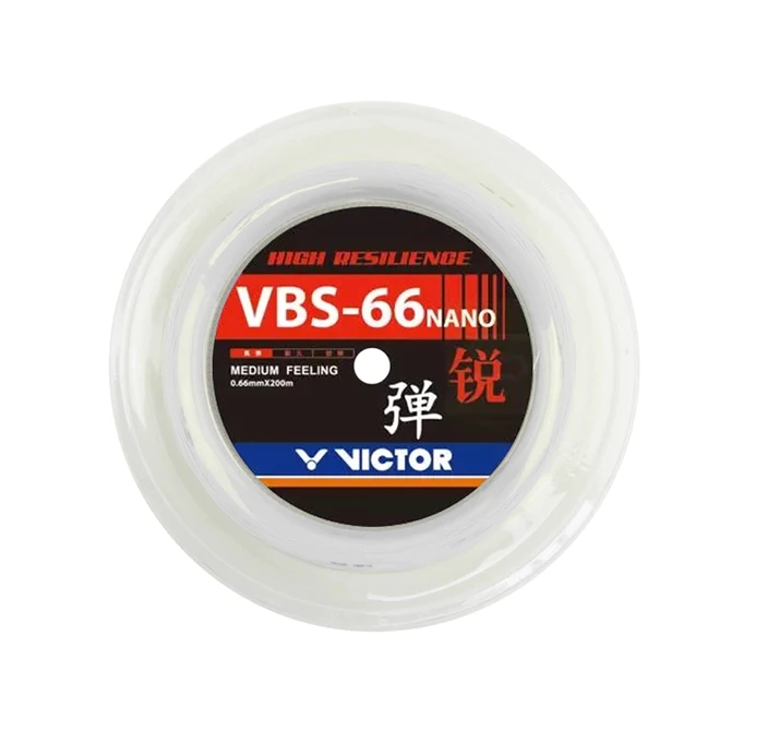 Victor VBS 66 Nano Badminton String Reel (200m) - High Performance Badminton String for Professional Players - Perfect for Tournaments & Training Sessions