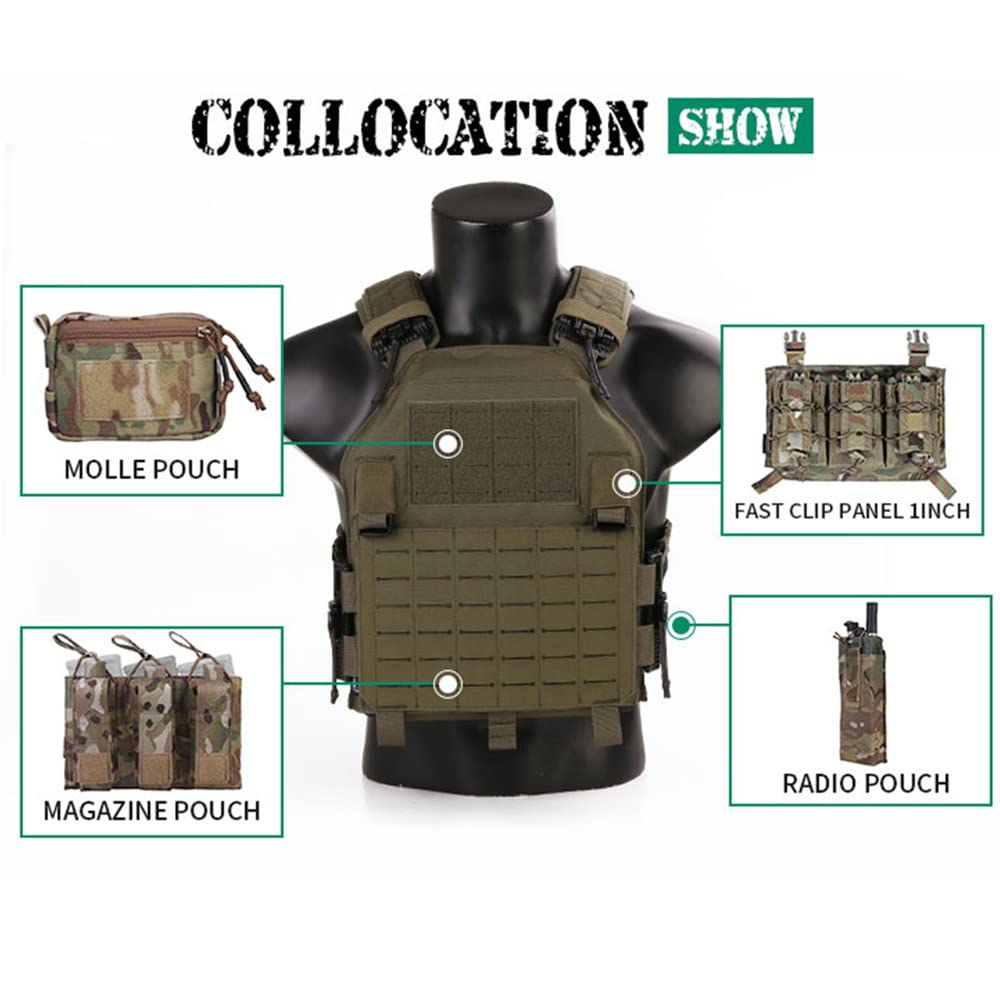 EmersonGear LAVC Assault Plate Carrier with ROC, Quick Release Tactical Military Airsoft Paintball Vest - MOLLE Expandable Design for Combat Training & Outdoor Adventures