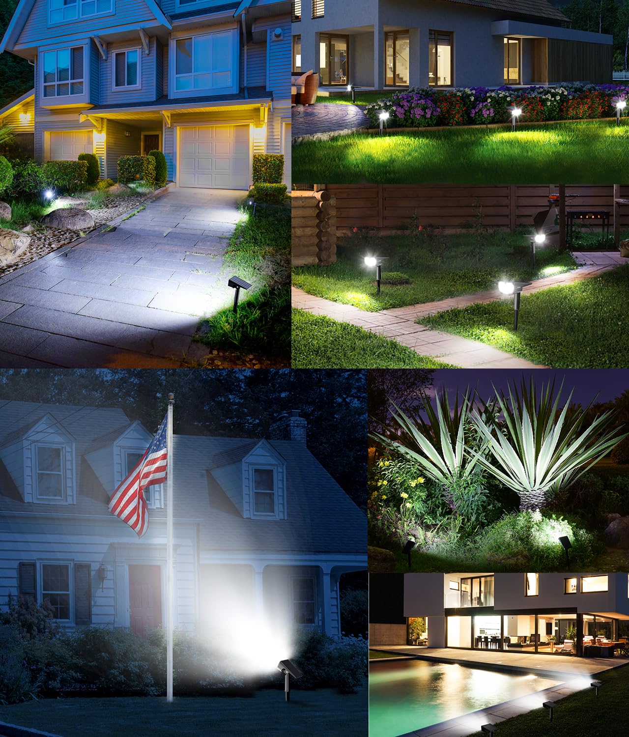 Airmee 30 LED Solar Outdoor Spotlights - IP68 Waterproof, 3 Lighting Modes, 40,000H Lifespan, Auto On/Off - Cold White (6 Pack) for Garden, Yard, Pathway & Landscape Lighting | Perfect for Patio, Deck, Driveway & Backyard Illumination
