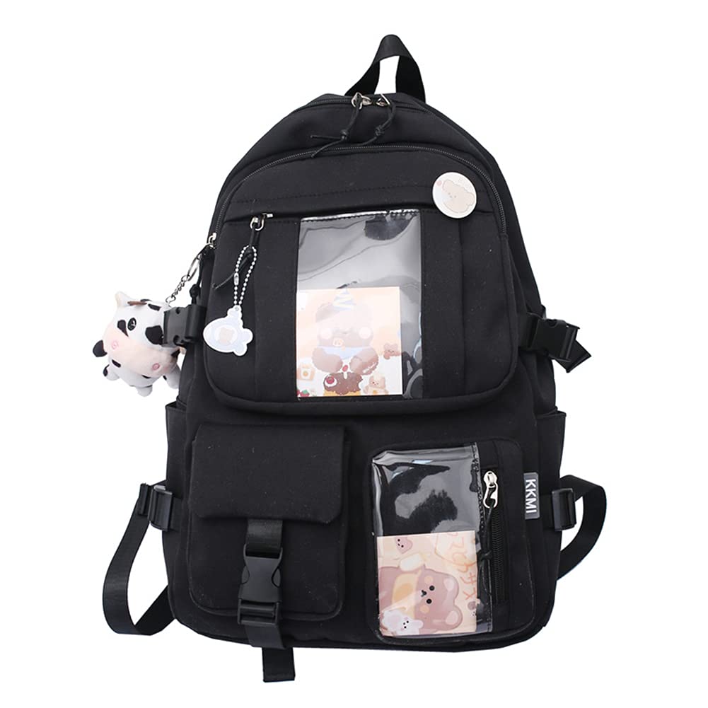 Cute Floral Backpack for Girls - Kawaii School Bag with Pins & Accessories, Travel & Daily Use Backpack for School, College, Work & Outdoors