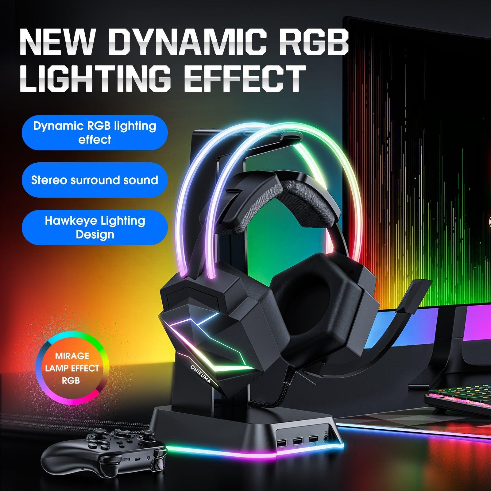 ONIKUMA X20 Pro RGB Gaming Headset with Noise Cancellation - 7.1 Surround Sound Wired Headphones with HD Mic for PC, PS4, PS5, Xbox Series X/S - Perfect for FPS Games & Online Chatting