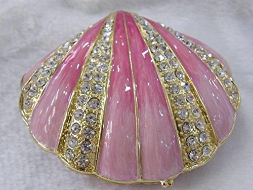 Pink Seashell Ring Jewelry Holder - Collectible Trinket Box for Engagement Rings, Necklaces & Small Treasures - Perfect for Beach Weddings, Gift Giving & Home Decor