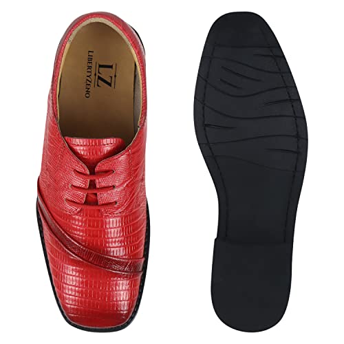 LIBERTYZENO Boys Lizard Print Genuine Leather Oxford Dress Shoes - Kids & Toddlers Lace-Up Formal Shoes for Easter, School, Wedding & Special Occasions