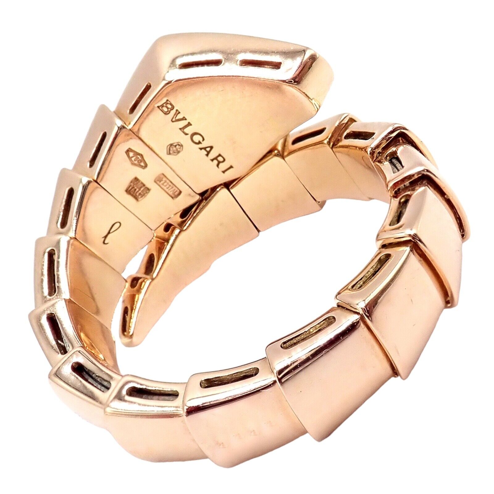 Authentic Bulgari Bvlgari Serpenti Viper 18k Rose Gold Diamond Ring for Women - Luxury Jewelry Gift for Anniversary, Valentine's Day & Special Occasions