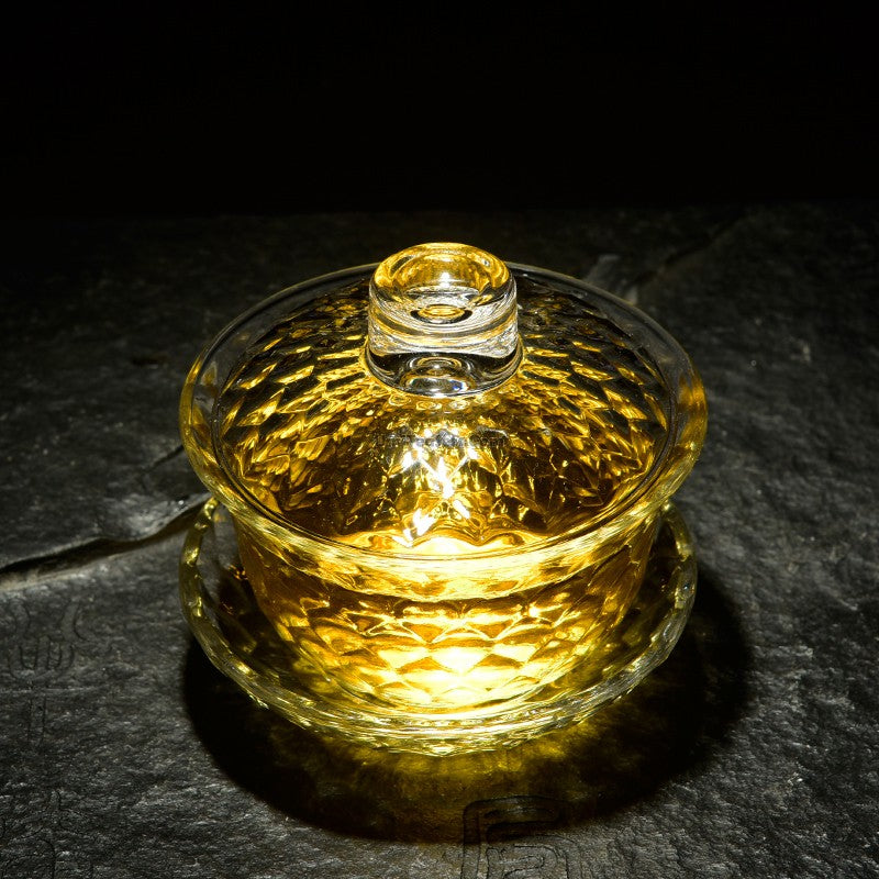 Premium Crystal Glass Gaiwan - Traditional Chinese Tea Set for Brewing Loose Leaf Tea - Perfect for Gongfu Tea Ceremony, Home Tea Parties & Relaxation