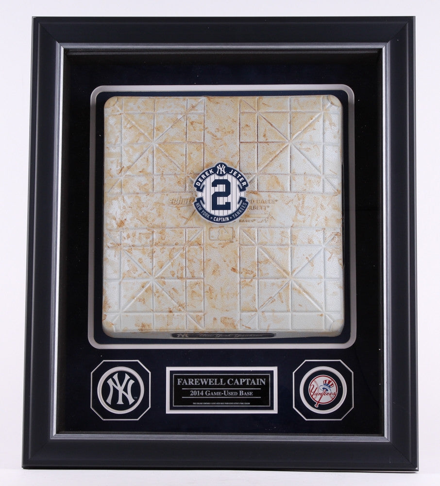Derek Jeter 2014 Final Season Game Used Base Collage - 20x24 Framed MLB Authenticated Memorabilia | Perfect for Yankees Fans, Sports Collectors & Home Office Decor