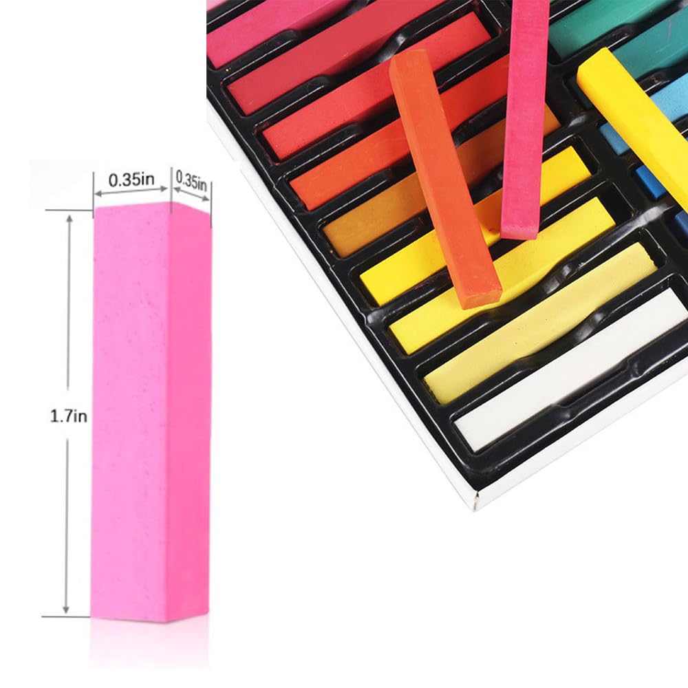 24 Colors Non-Toxic Temporary Hair Chalk Set - Soft Pastel Hair Dye for Women & Girls | Perfect for Parties, Festivals, Halloween & DIY Hair Styling